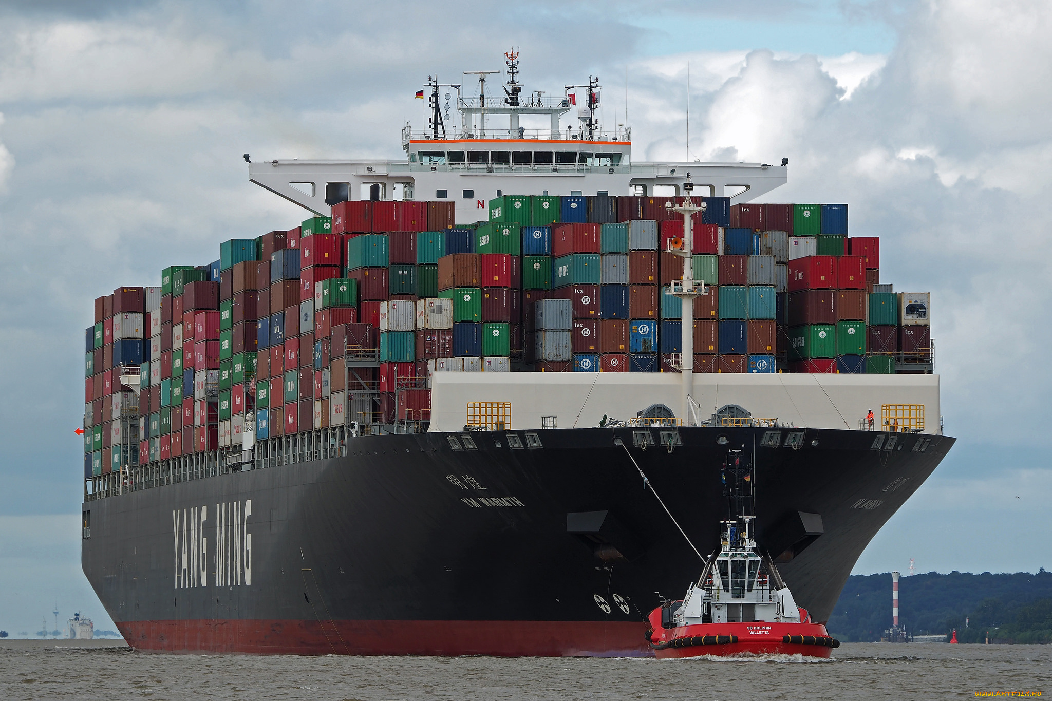 корабли, грузовые, суда, контейнеровоз