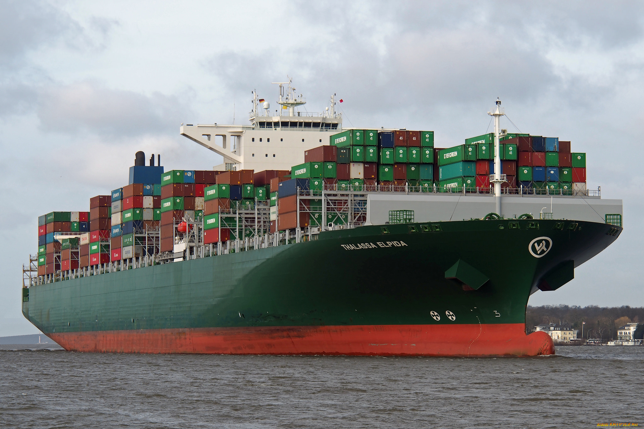 корабли, грузовые, суда, контейнеровоз