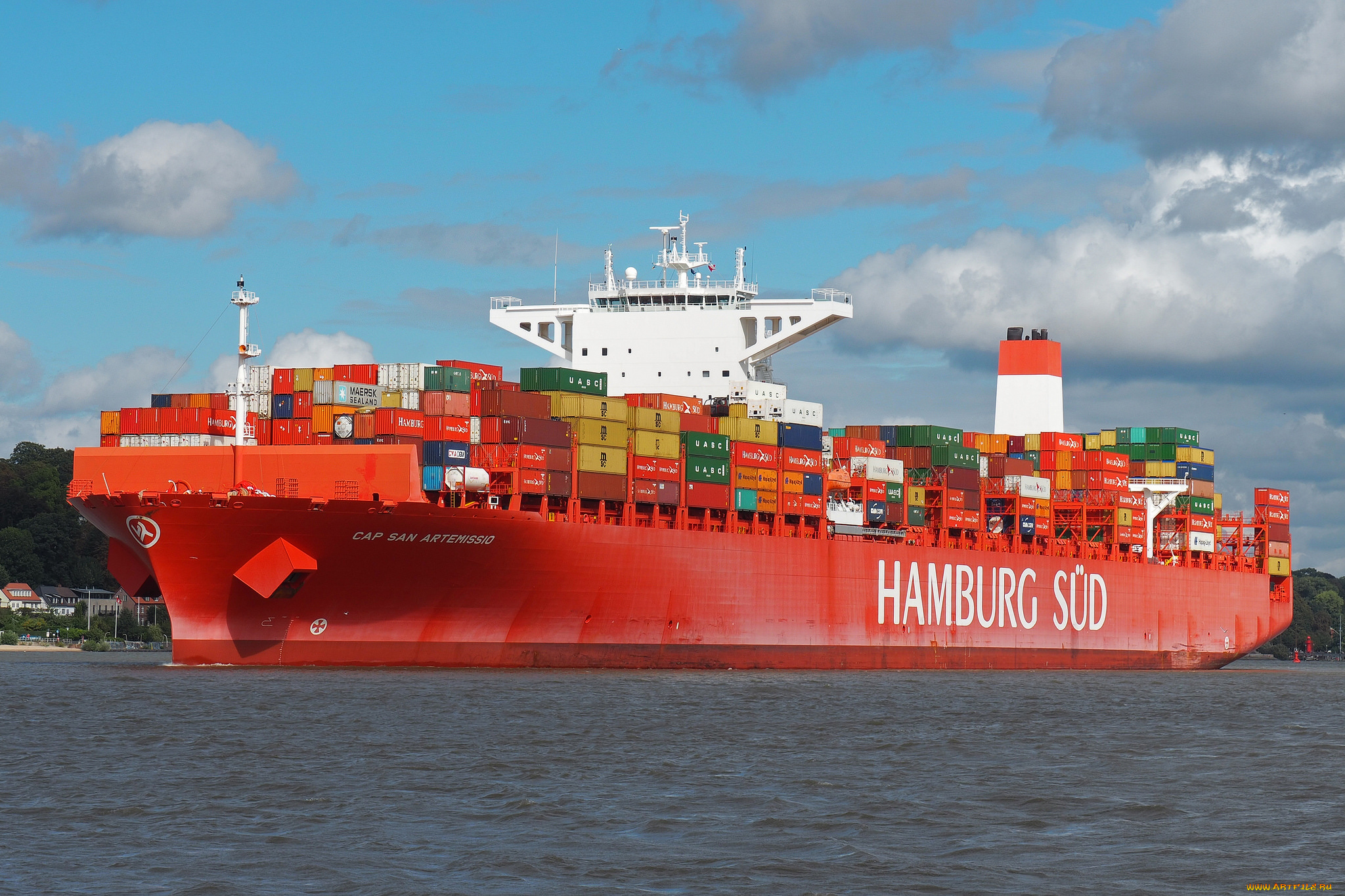 корабли, грузовые, суда, контейнеровоз