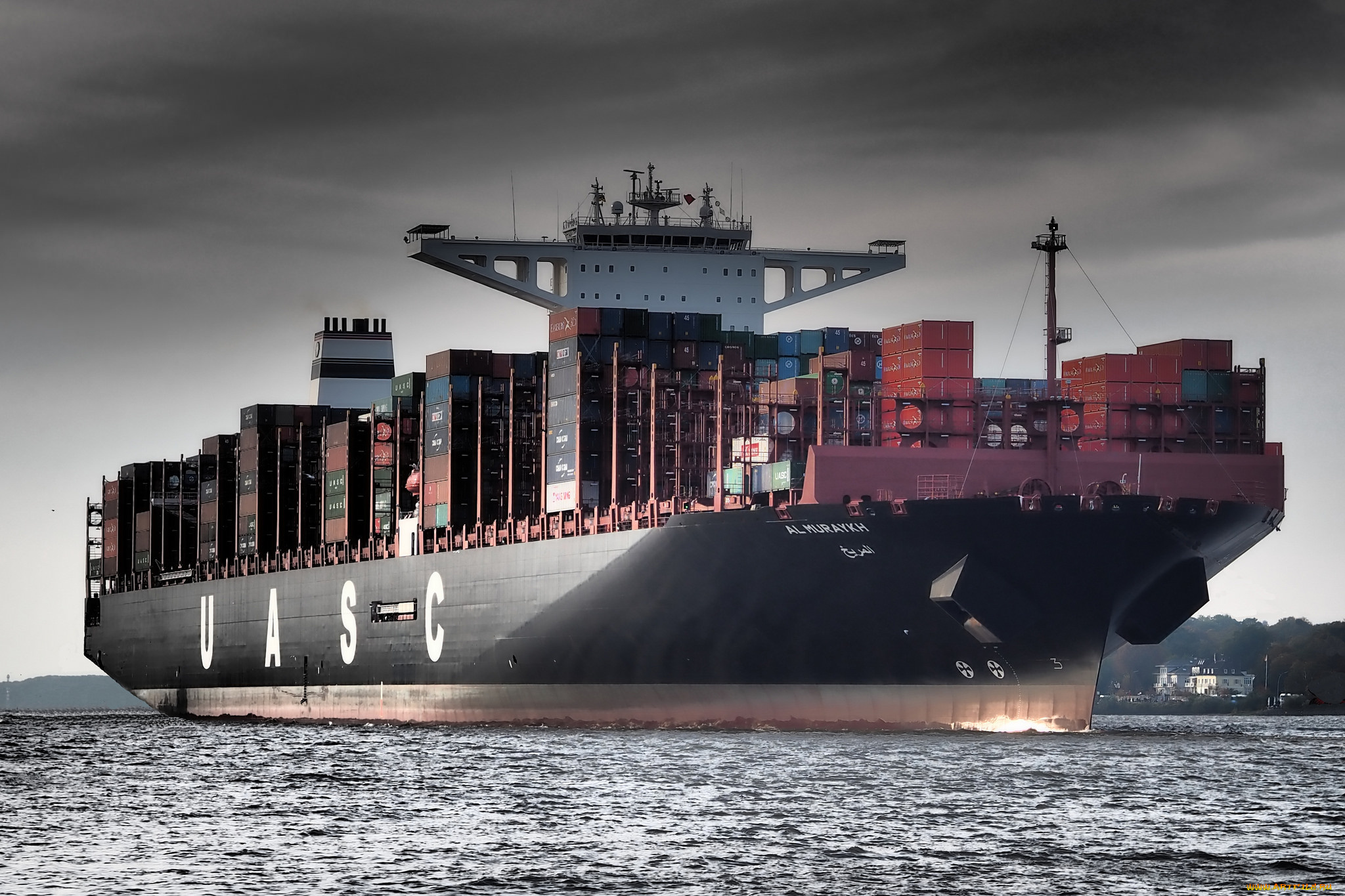 корабли, грузовые, суда, контейнеровоз