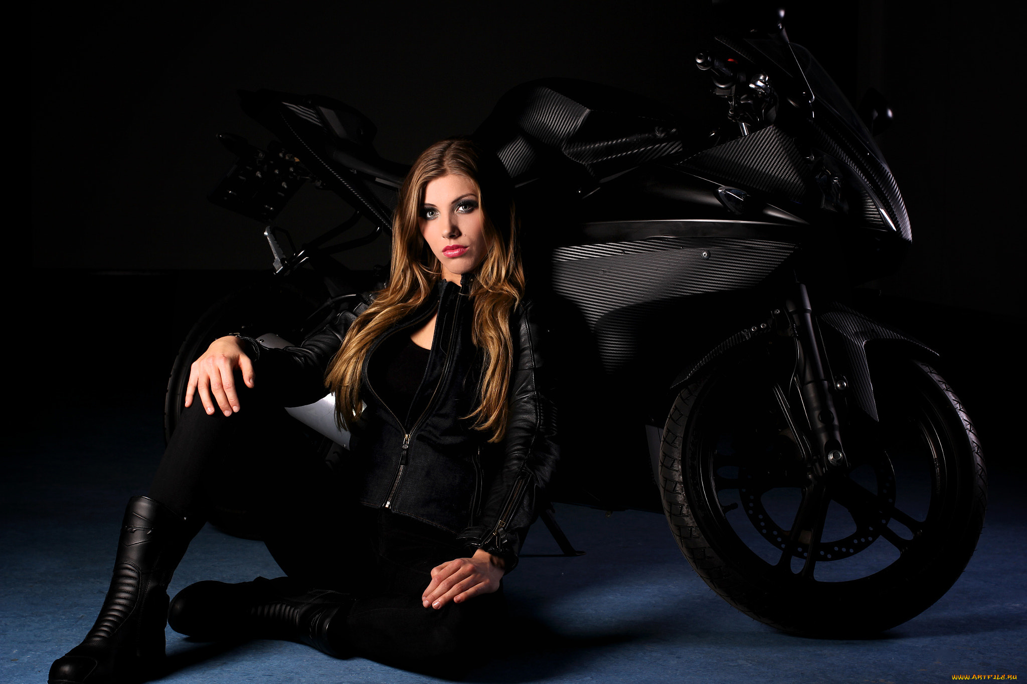 мотоциклы, мото, с, девушкой, yamaha