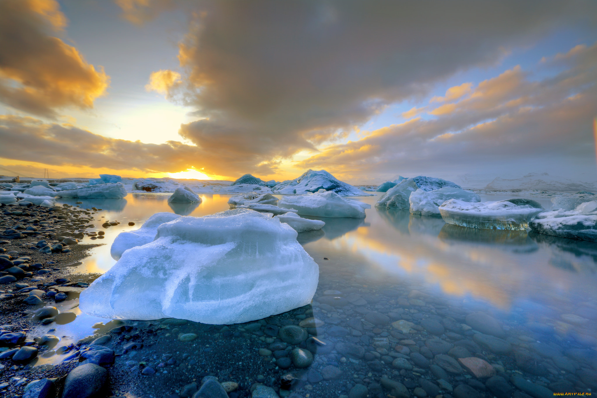 природа, айсберги, и, ледники, простор