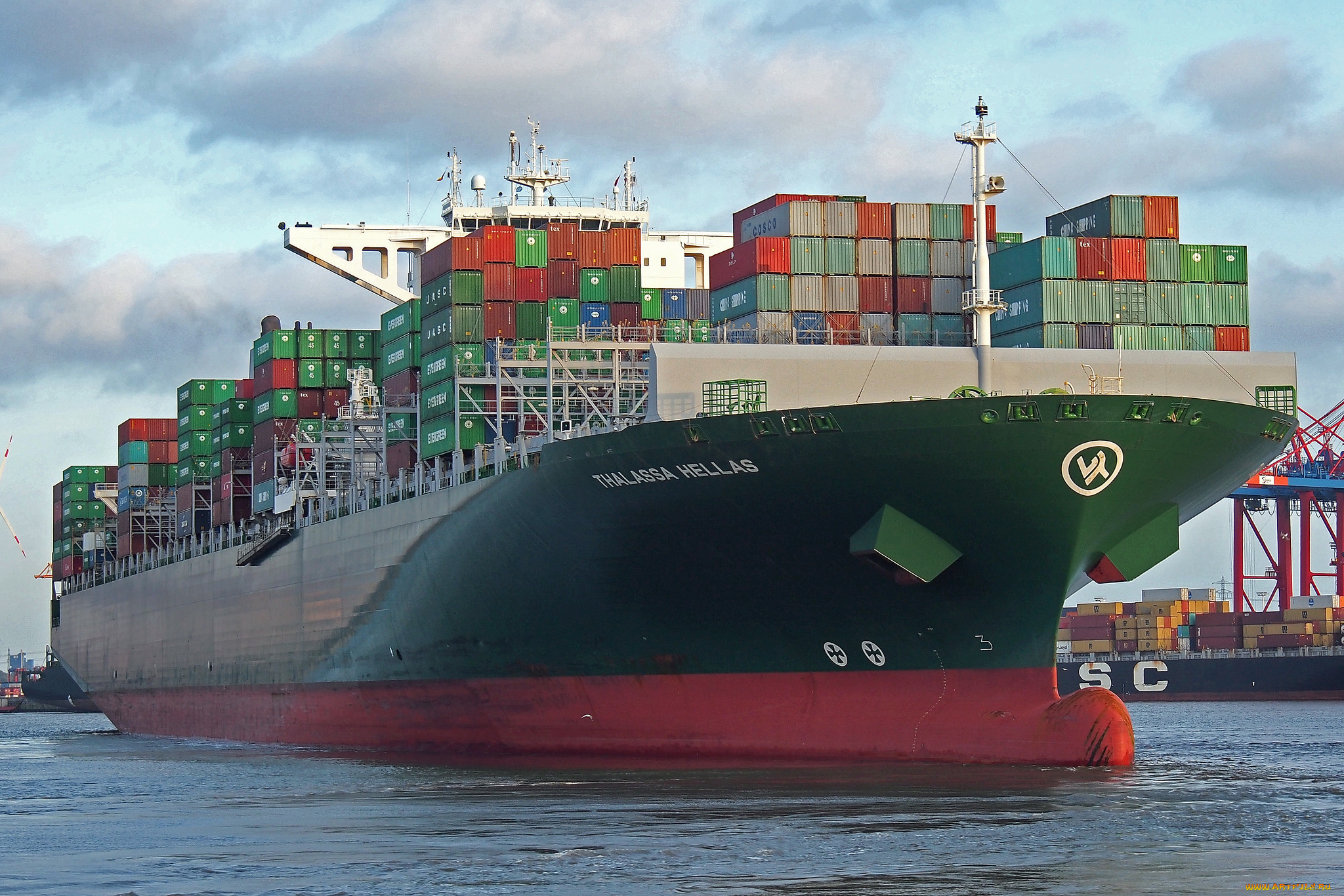 корабли, грузовые, суда, контейнеровоз