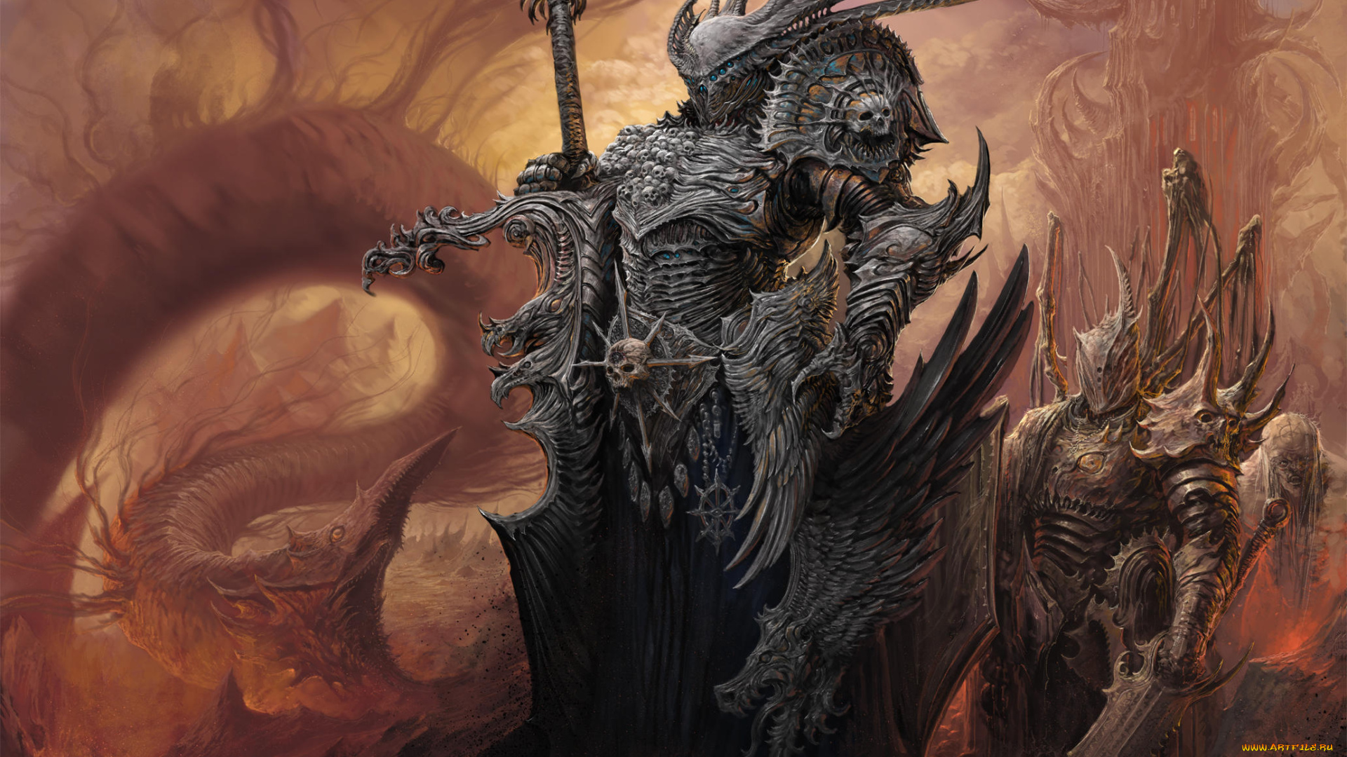 видео, игры, warhammer, , mark, of, chaos, существо, фон, латы, меч