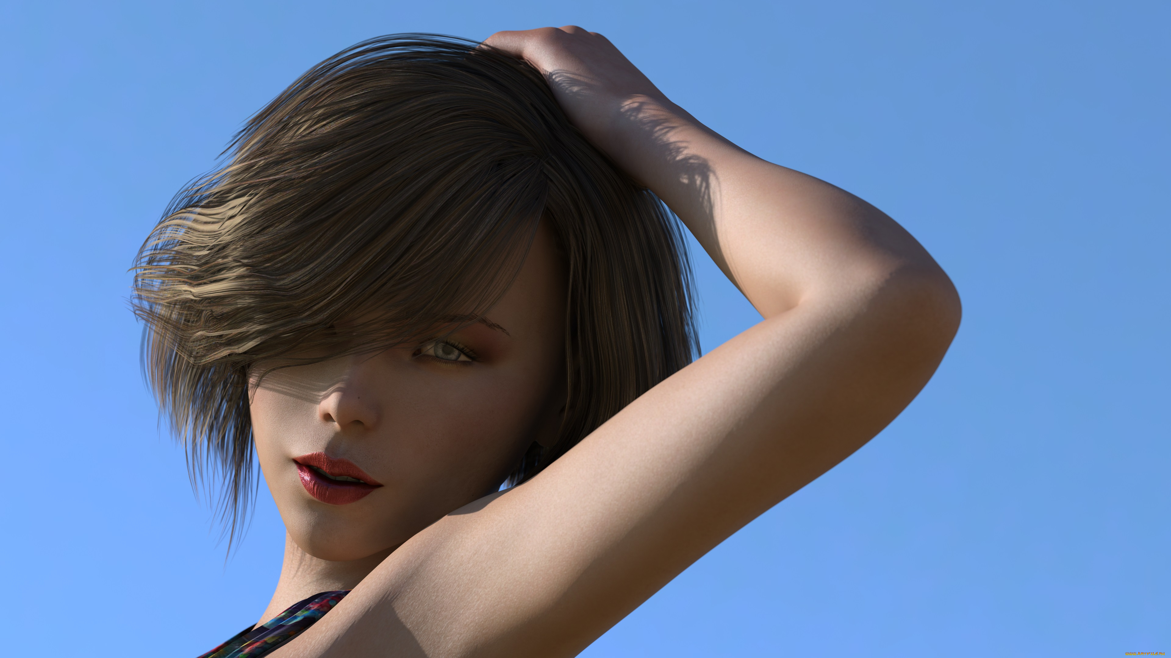 3д, графика, портрет, , portraits, фон, взгляд, девушка