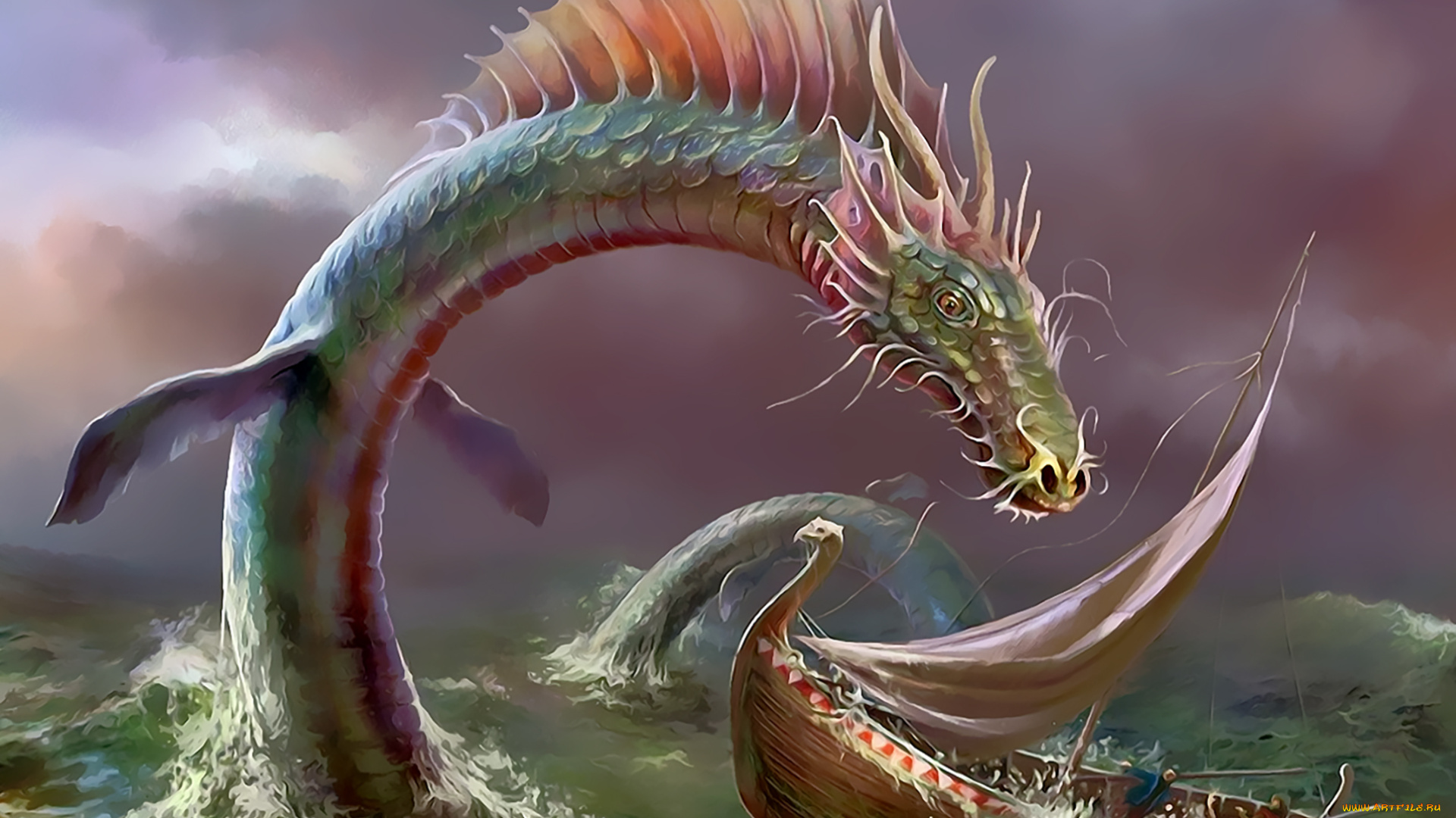 календари, фэнтези, лодка, парусник, водоем, существо, вода, calendar, 2020