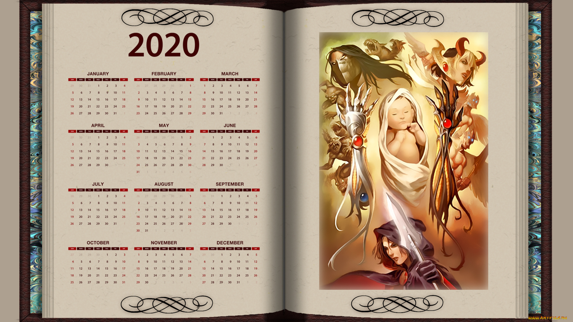 календари, фэнтези, младенец, ребенок, существо, образ, calendar, 2020