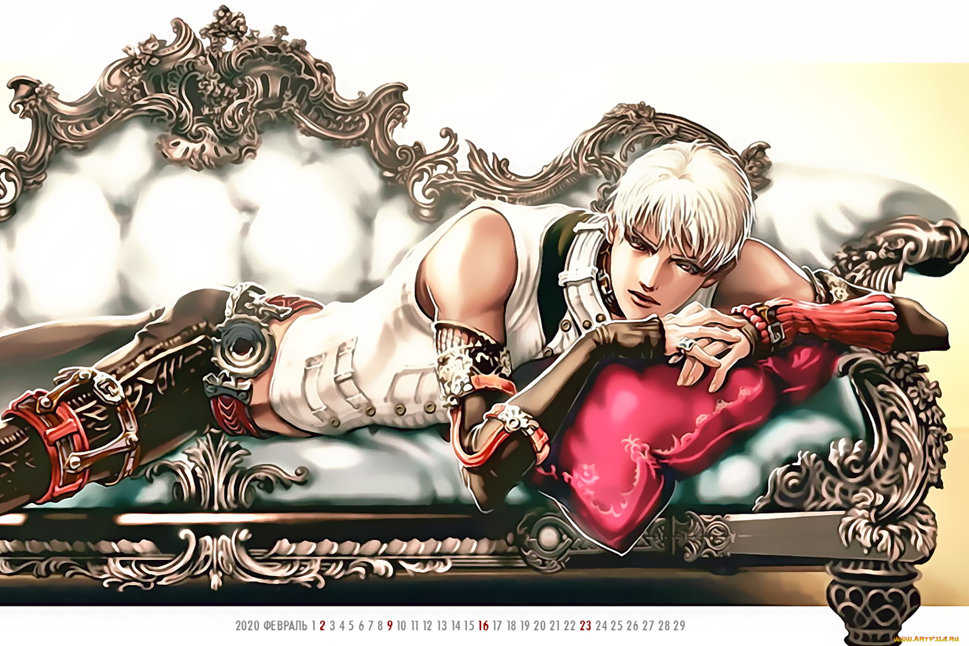 календари, аниме, юноша, диван, подушка, мебель, мужчина, calendar, 2020