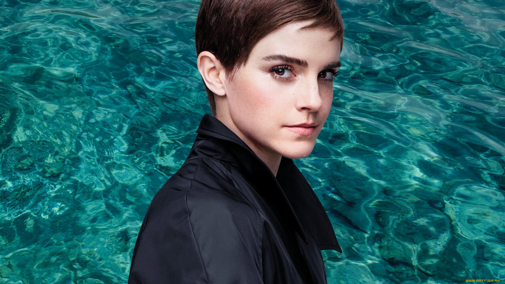 девушки, emma, watson, актриса, шатенка, плащ, лицо