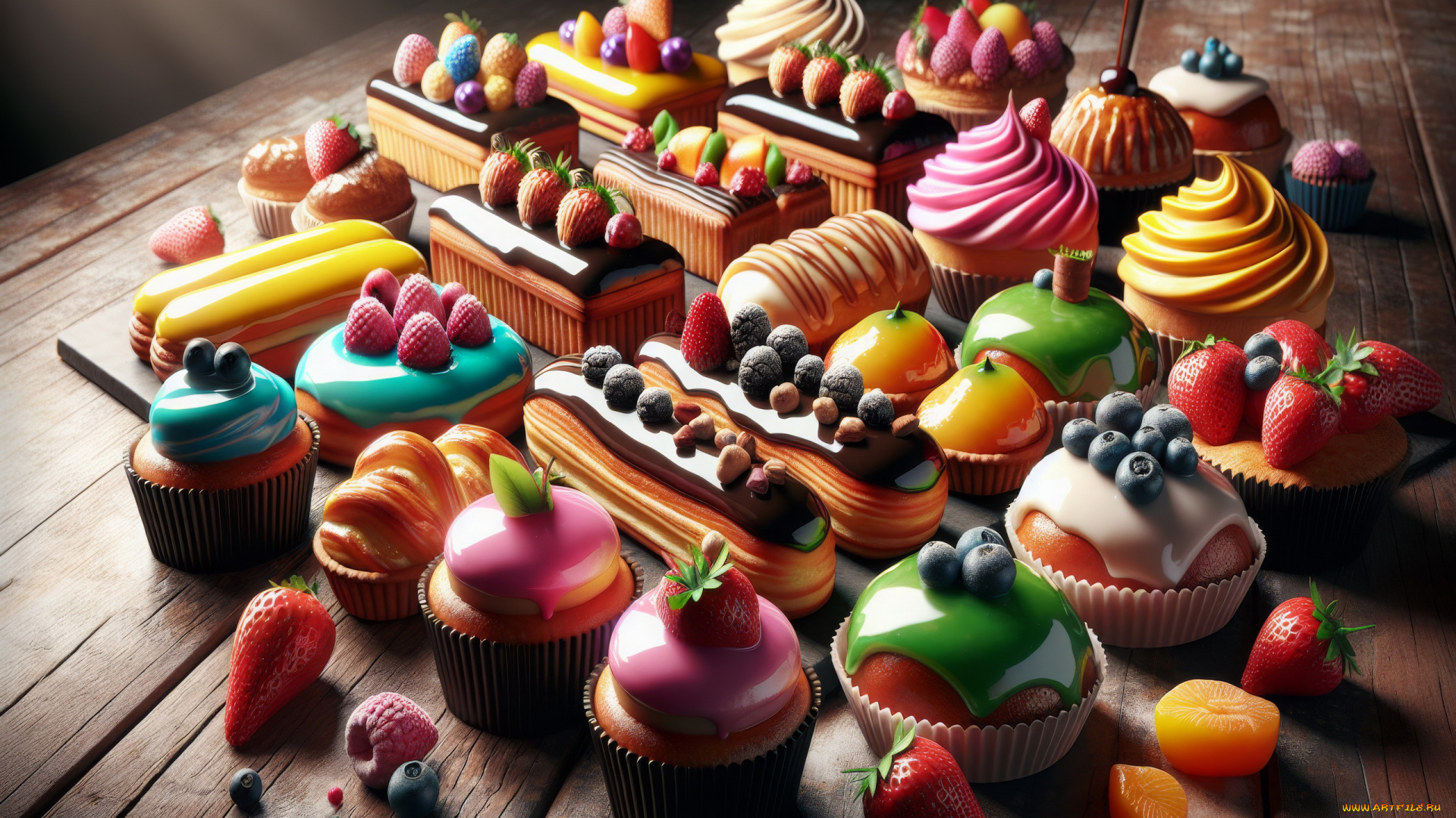 3д, графика, еда-, food, кексы, пирожные