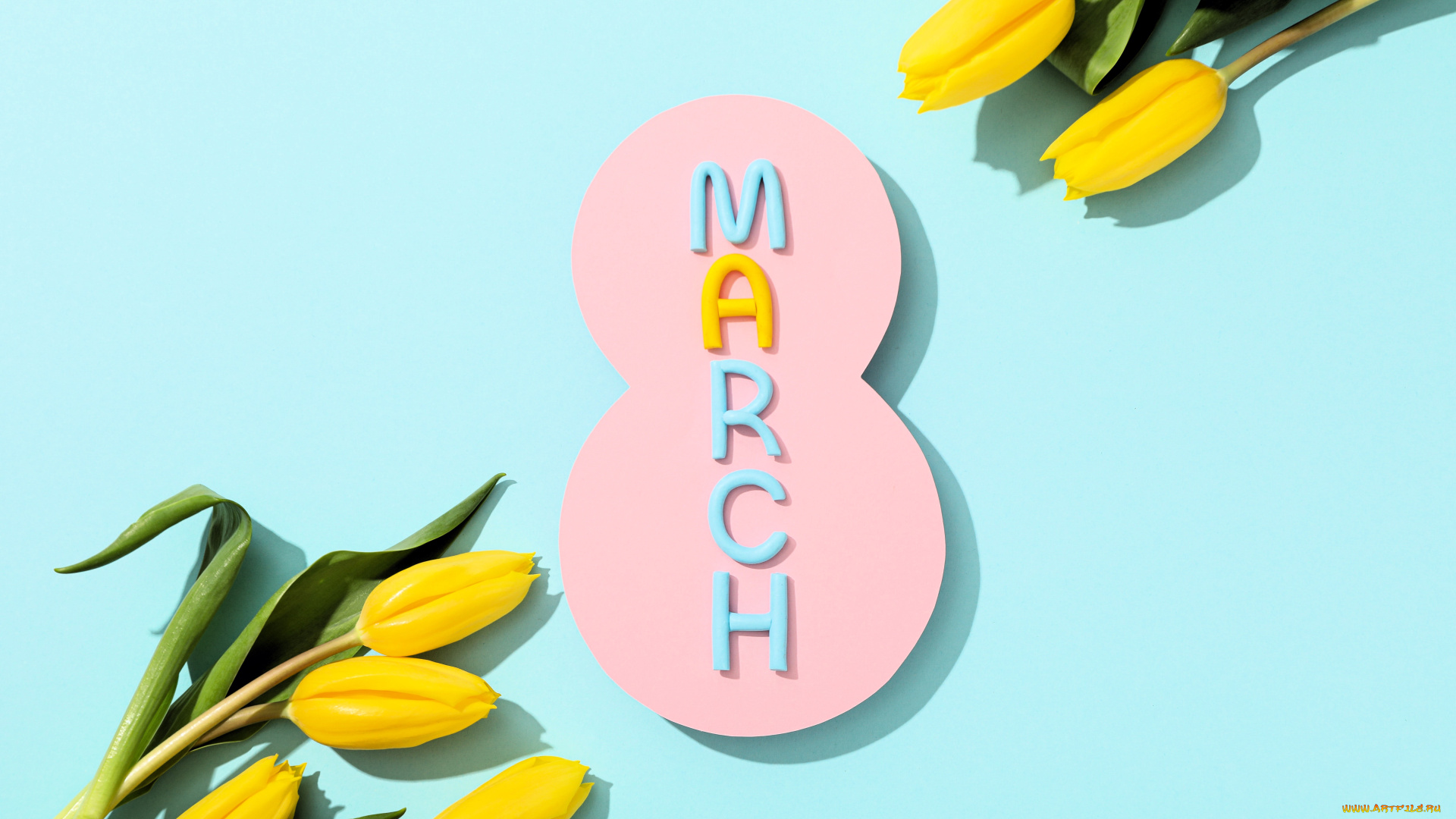 праздничные, международный, женский, день, -, 8, марта, цифра, тюльпаны