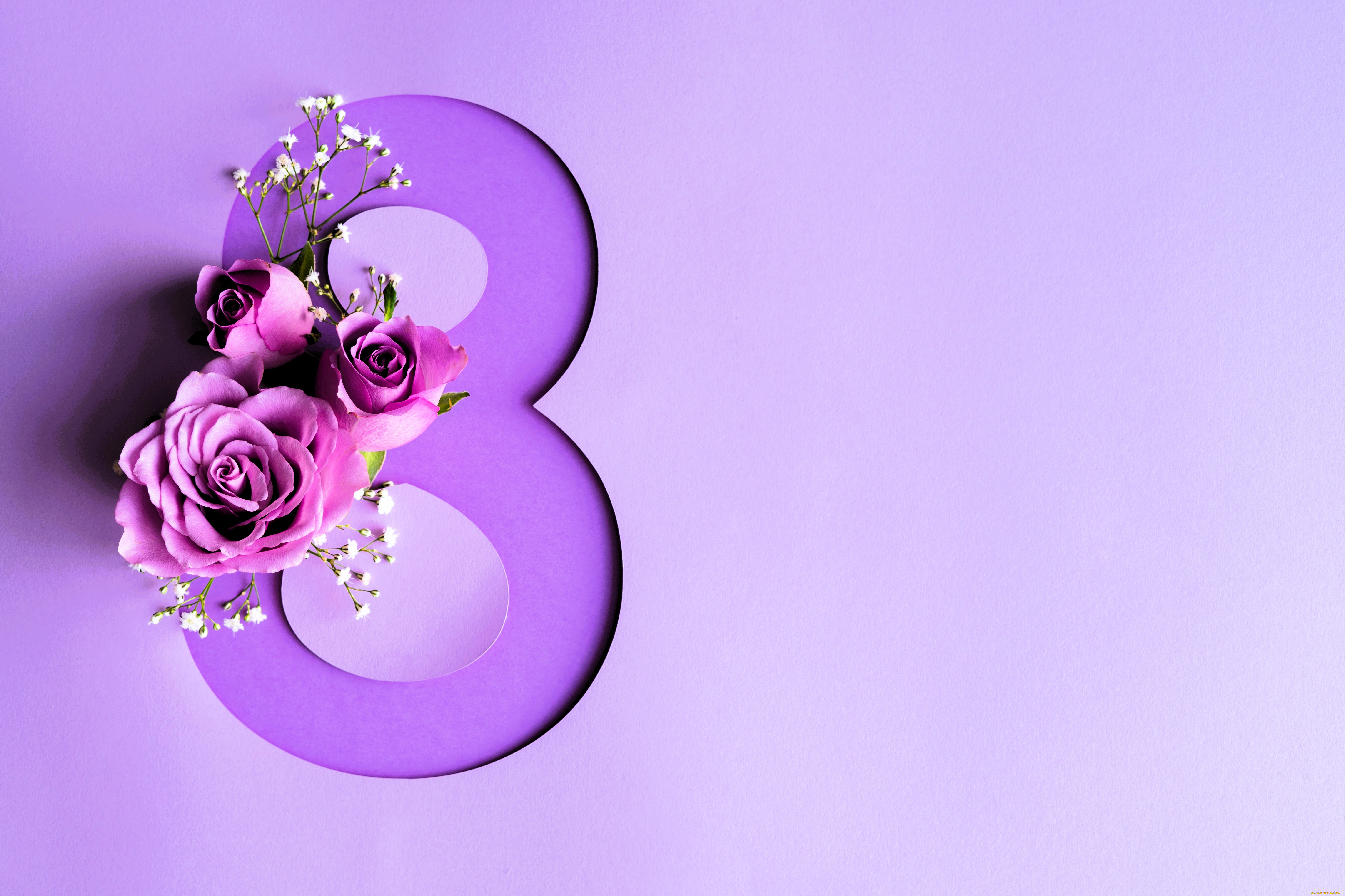 праздничные, международный, женский, день, -, 8, марта, цифра, цветы