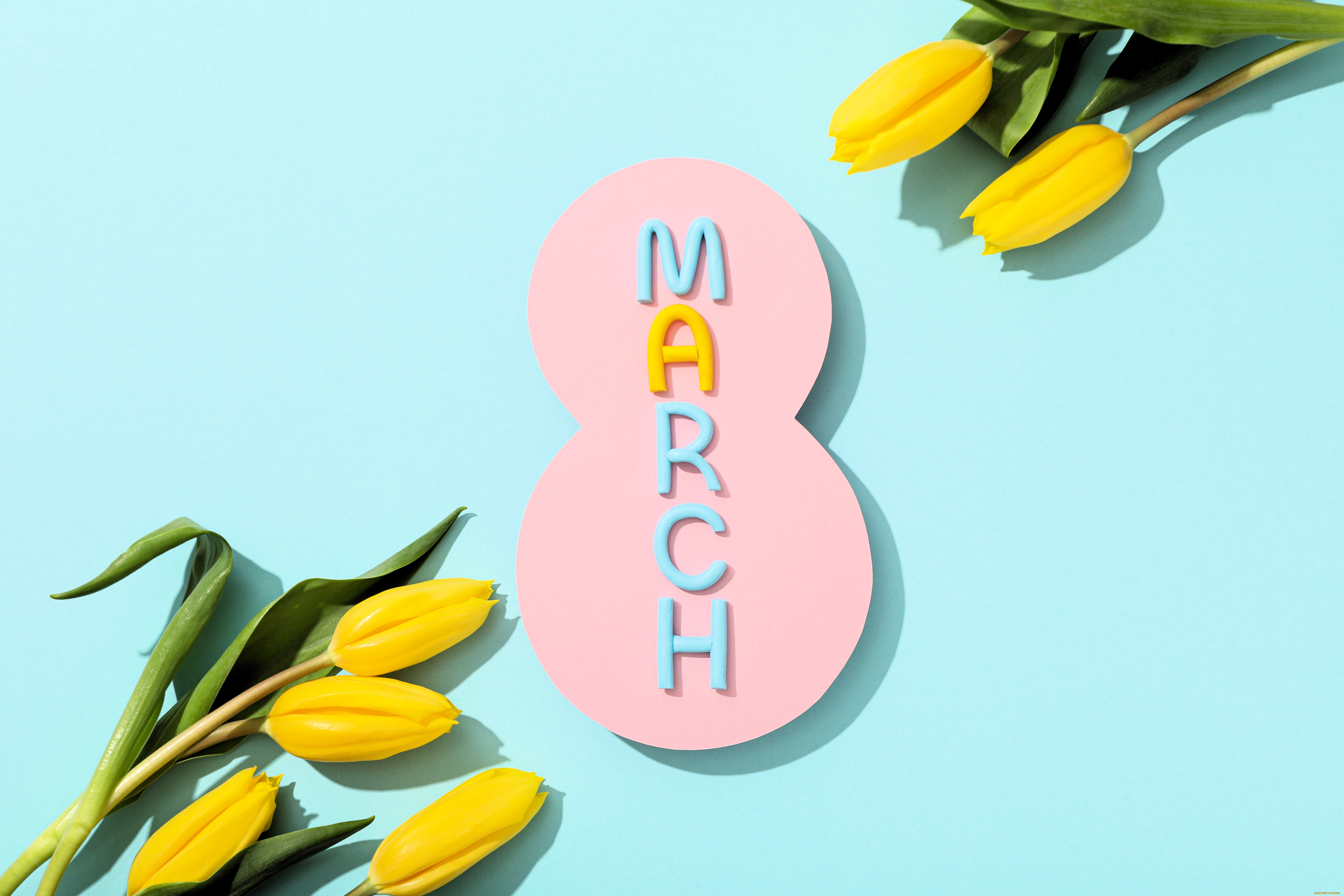 праздничные, международный, женский, день, -, 8, марта, цифра, тюльпаны