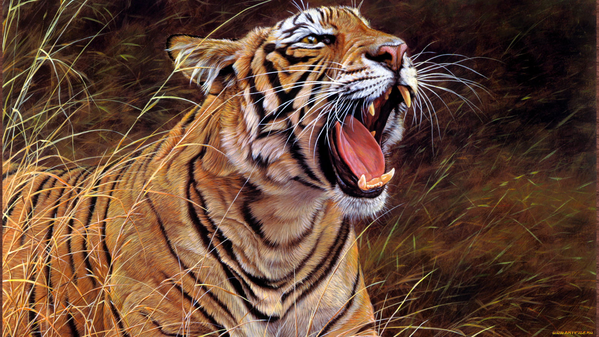 alan, hunt, roar, of, the, jungle, рисованные, m, тигр, пасть, трава, хищник