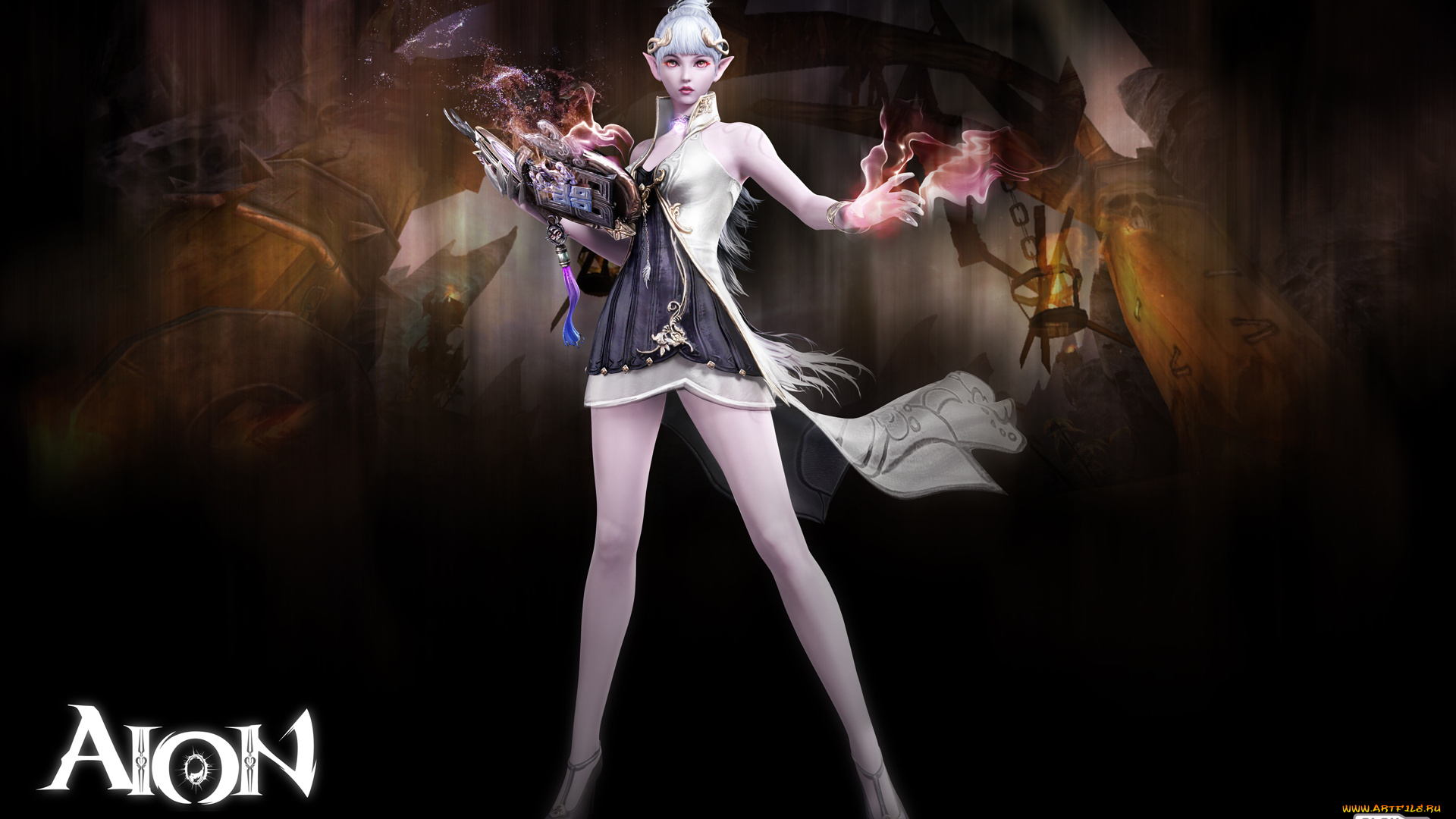 видео, игры, aion, the, tower, of, eternity, девушка, волшебник, магия