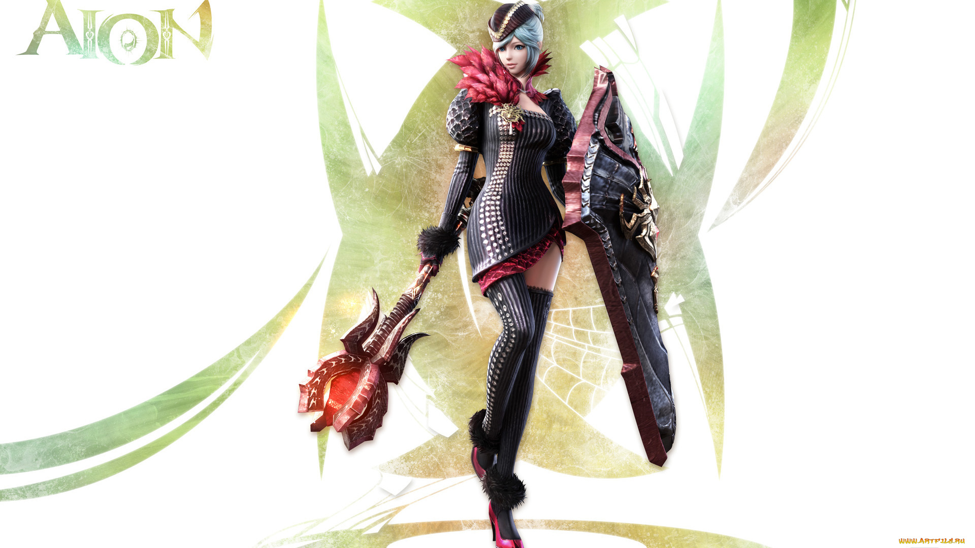 видео, игры, aion, the, tower, of, eternity, девушка, страж, черный, красный