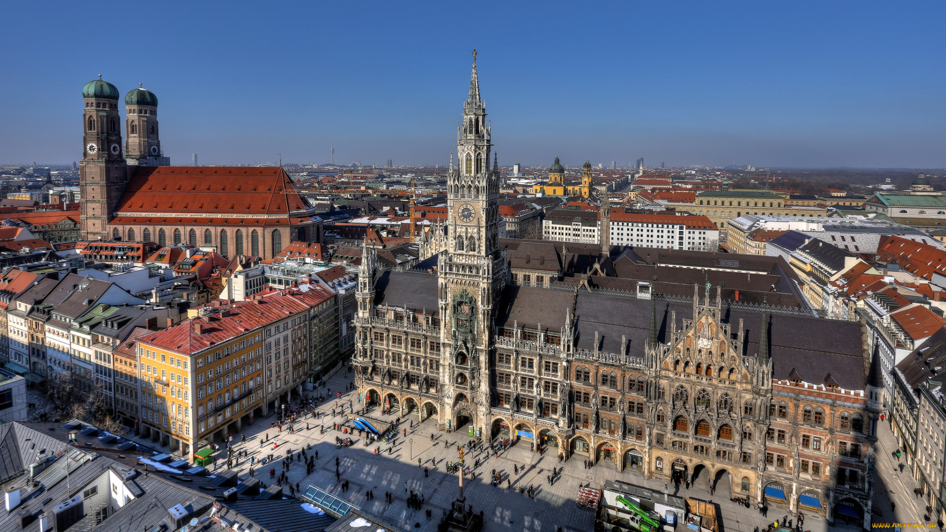 мюнхен, германия, города, панорамы, архитектура, ратуша, площадь, munich, town, hall, marienplatz, bavaria, germany, новая, мариенплац, бавария