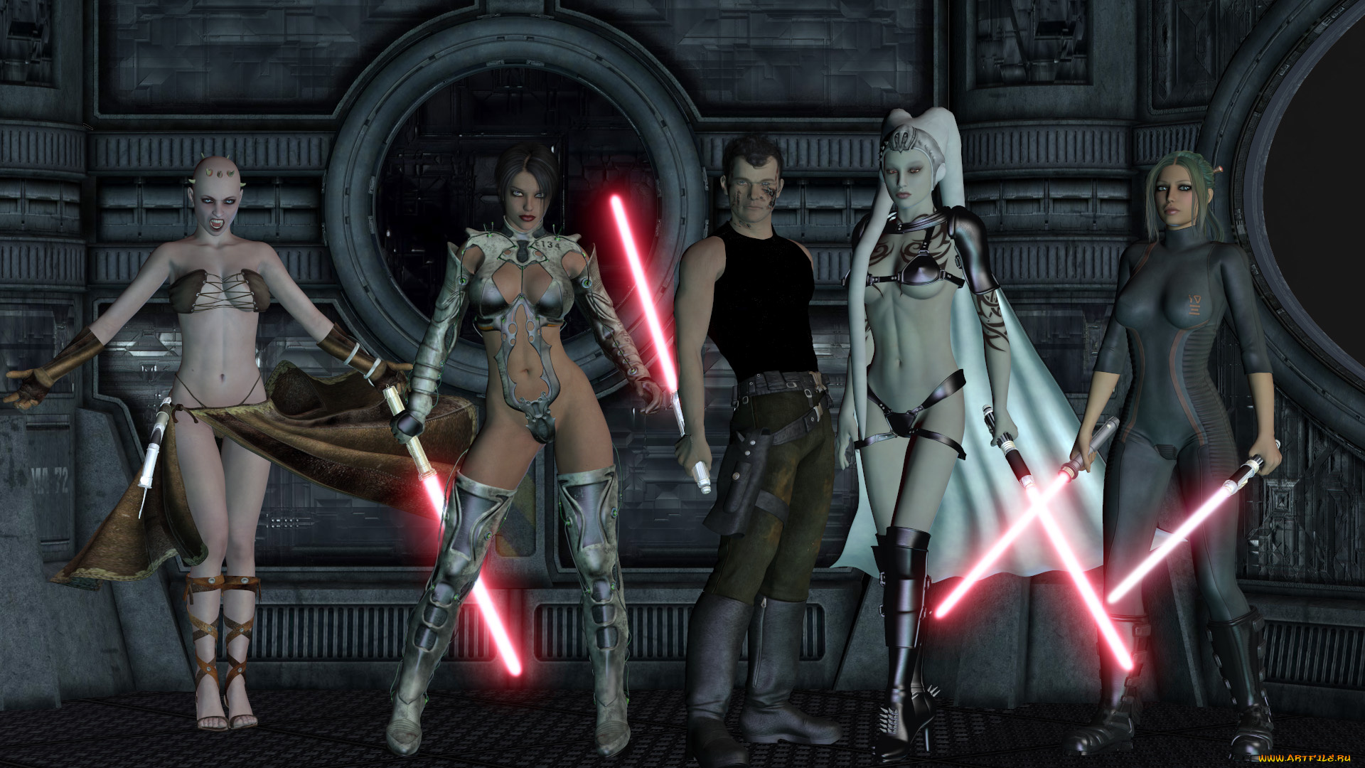 3д, графика, fantasy, , фантазия, девушки, оружие, мужчина