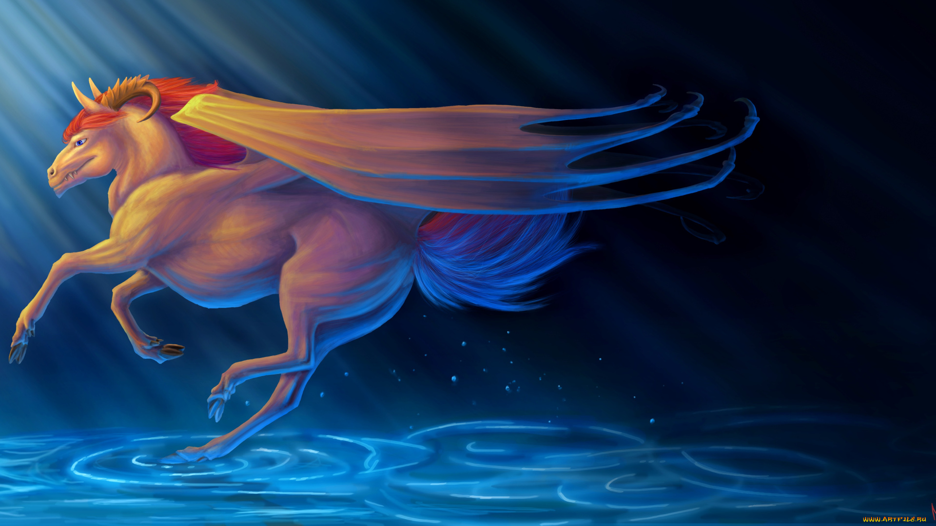 рисованные, животные, , сказочные, , мифические, рога, крылья