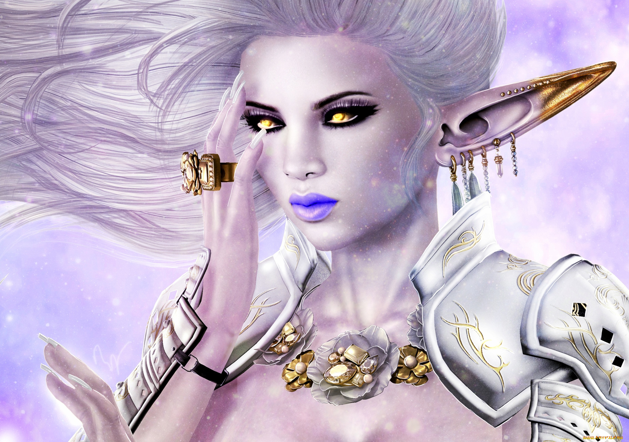 3д, графика, elves, , эльфы, уши