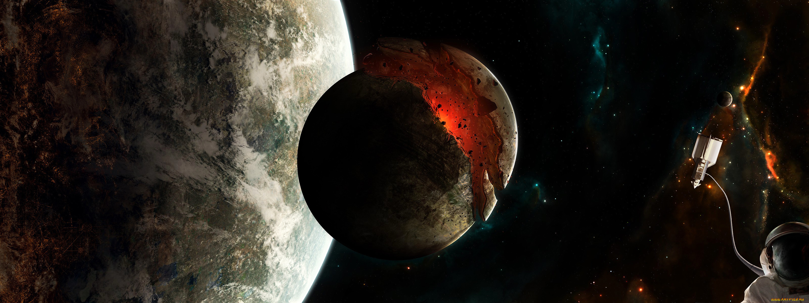 космос, арт, звезды, туманность, корабль, космонавт, спутник, катастрофа, планета, вселенная, звездолет