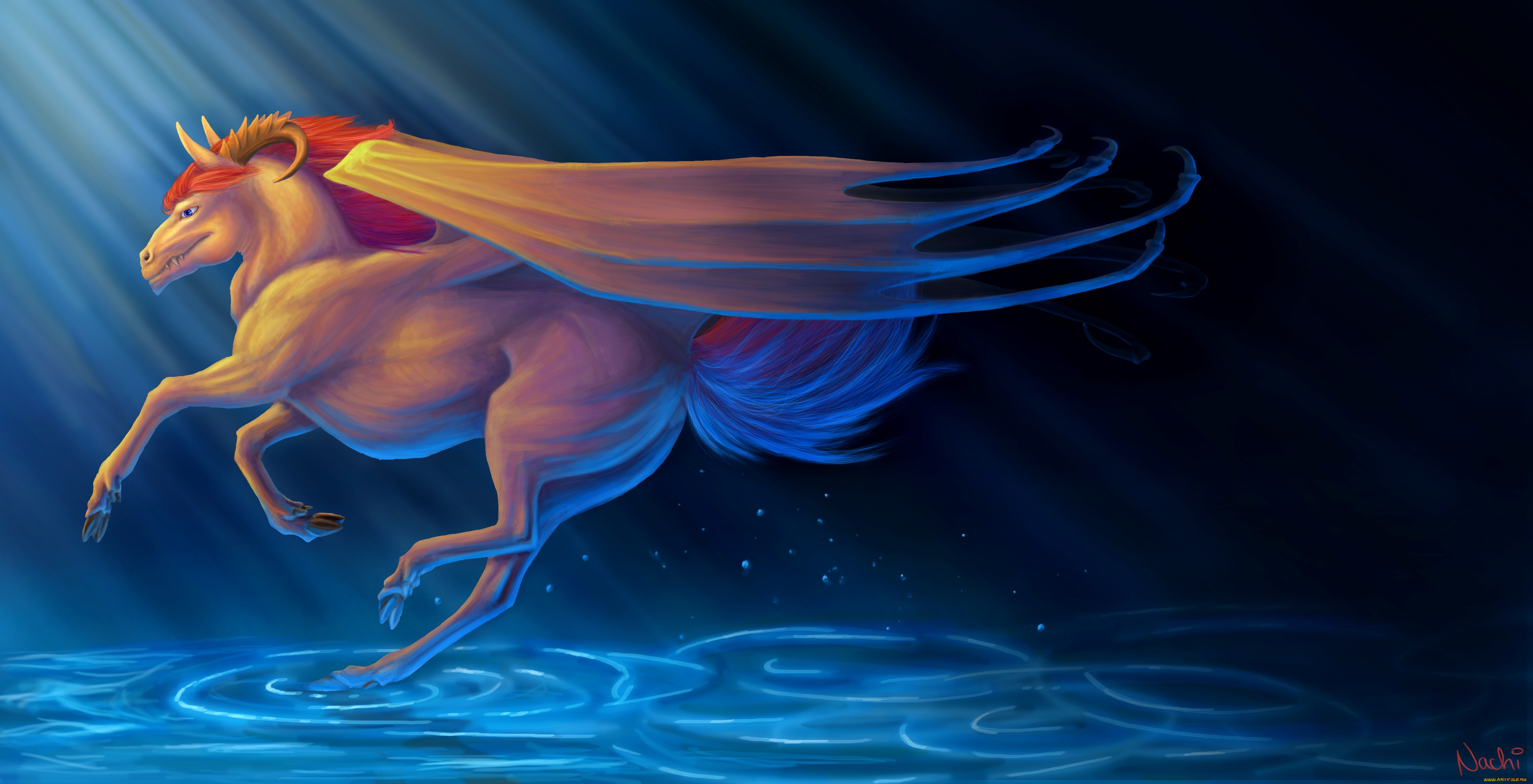 рисованные, животные, , сказочные, , мифические, рога, крылья