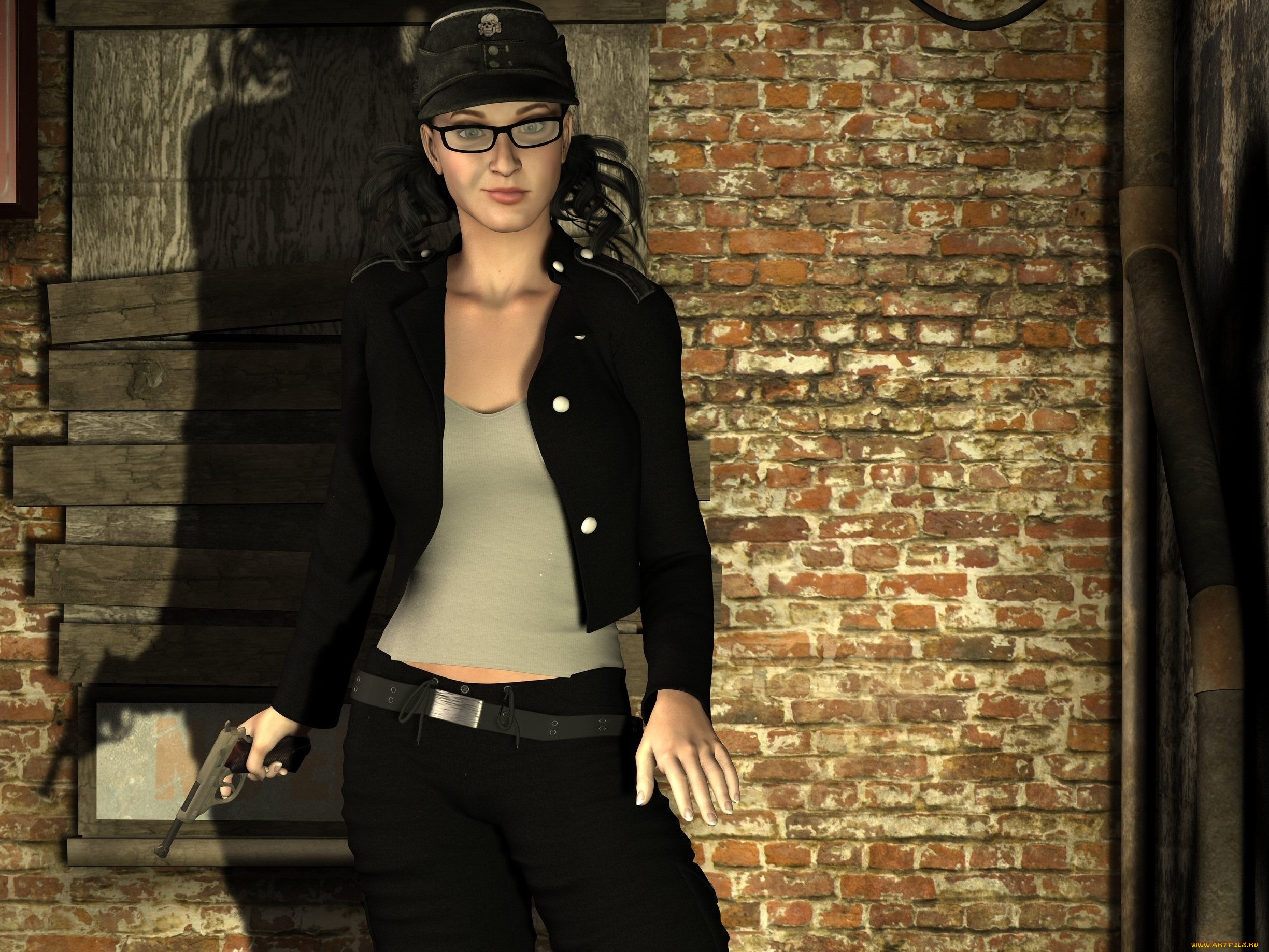 3д, графика, фантазия, , fantasy, девушка, оружие, взгляд, фон