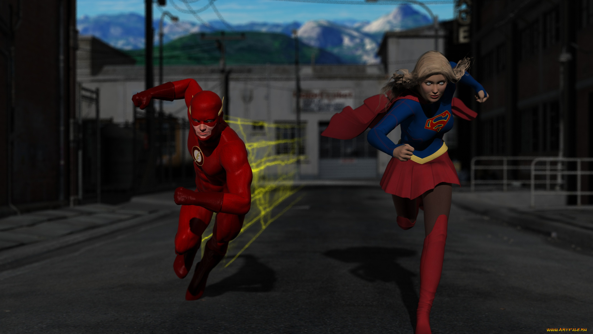 3д, графика, фантазия, , fantasy, девушка, взгляд, фон, супермен