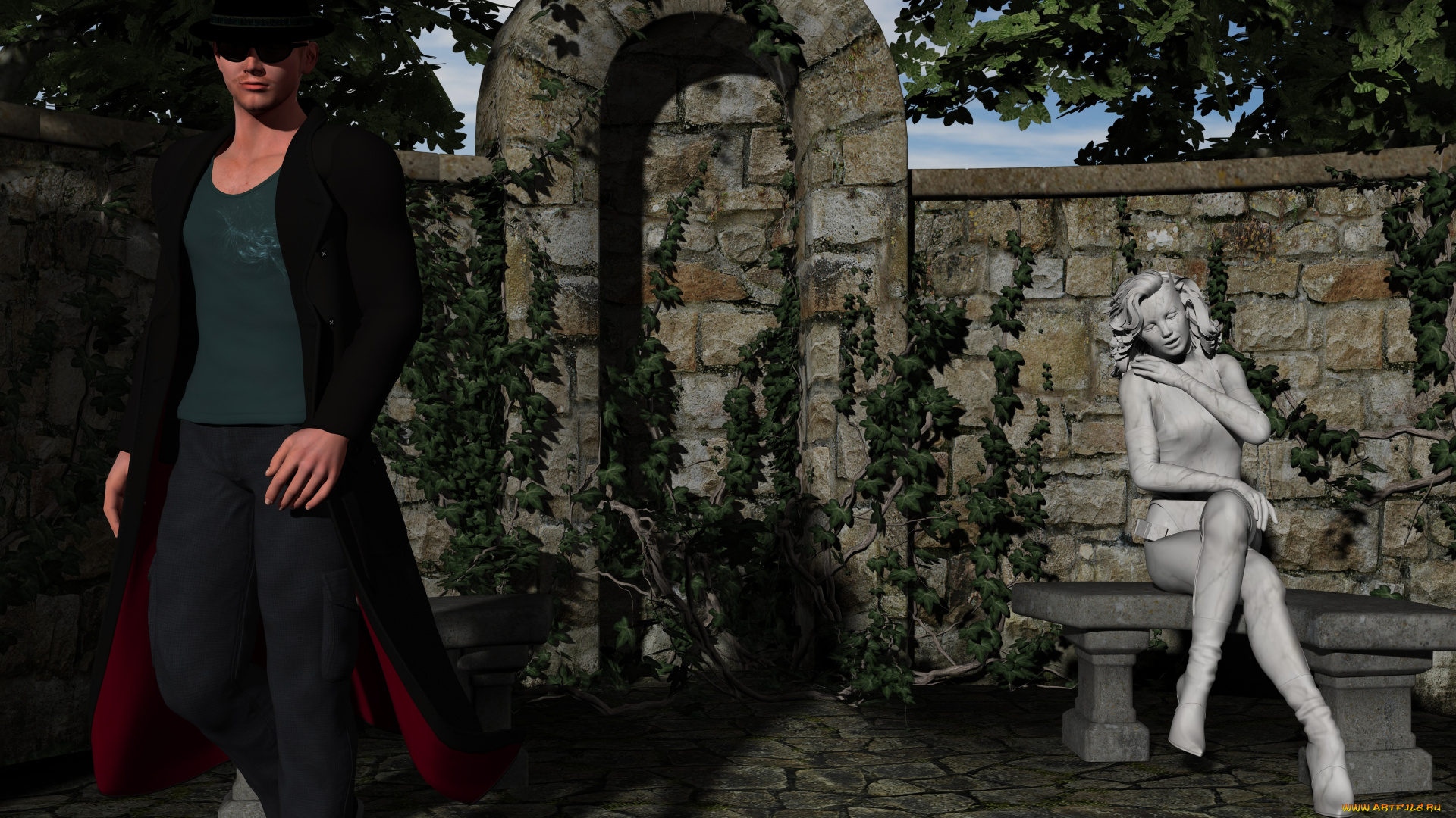 3д, графика, фантазия, , fantasy, парень, взгляд, фон