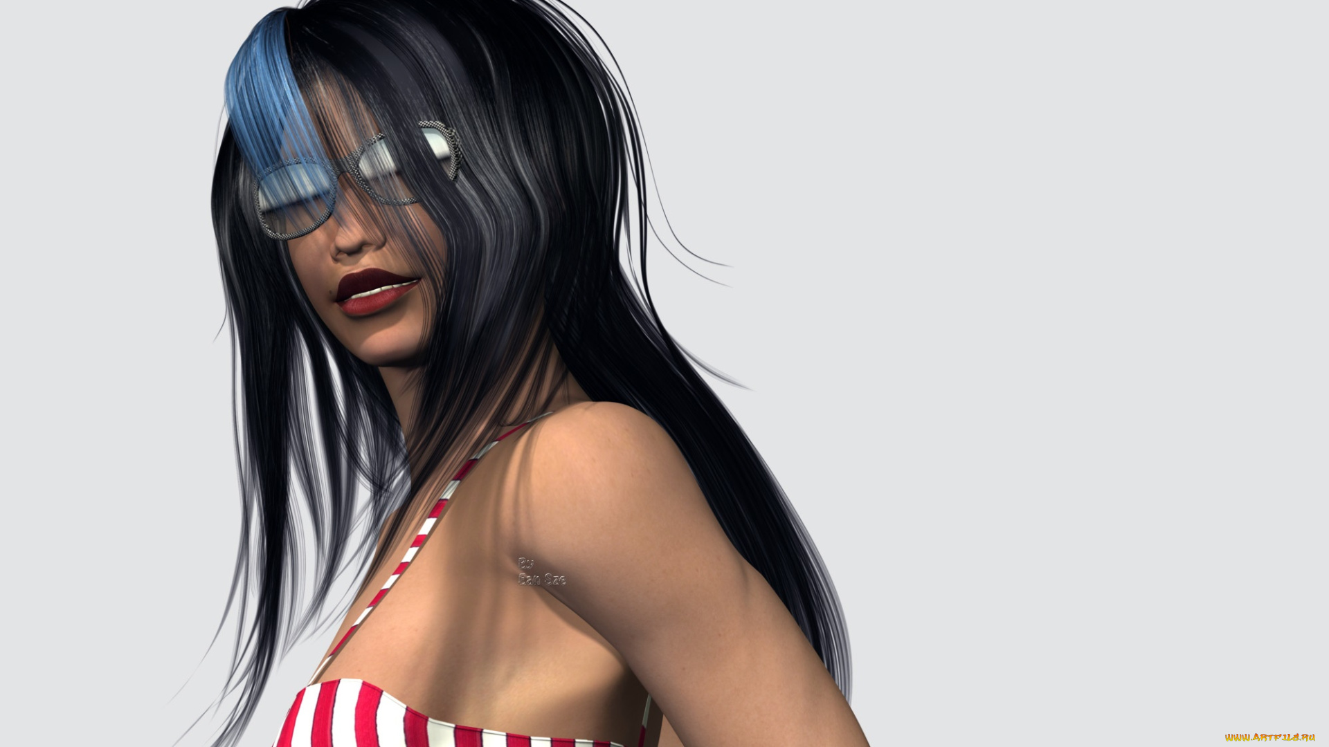 3д, графика, люди, , people, девушка, взгляд, фон, очки