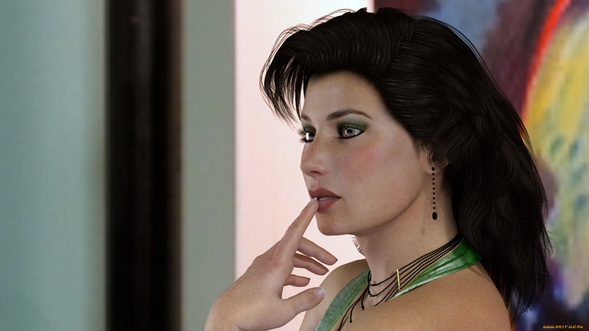 3д, графика, портрет, , portraits, фон, взгляд, девушка