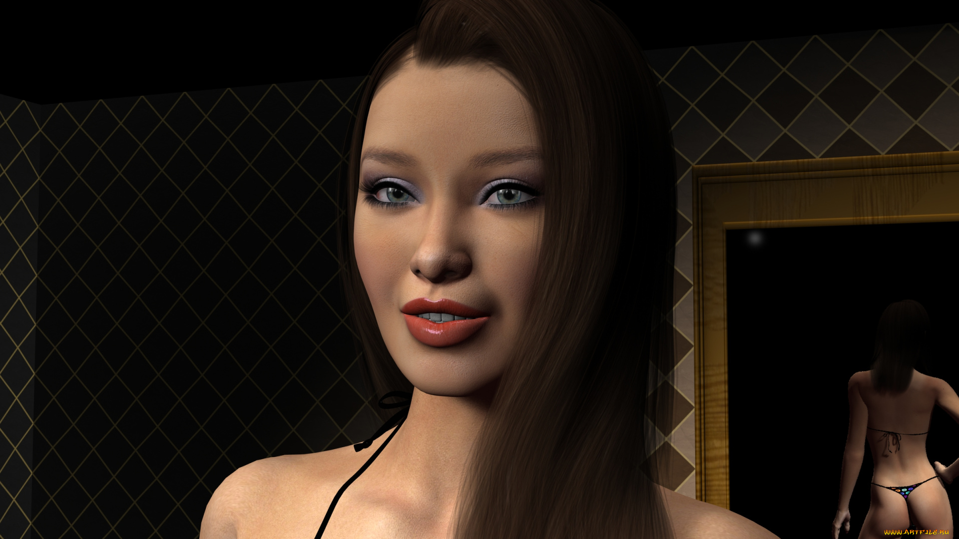 3д, графика, портрет, , portraits, взгляд, девушка, фон