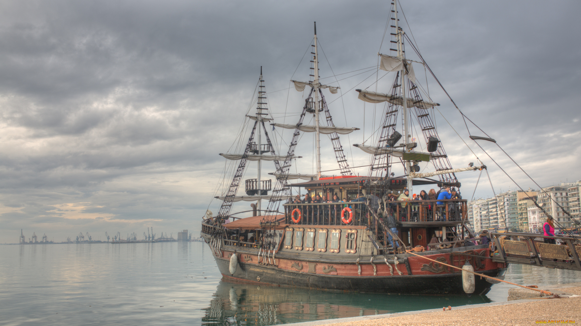 корабли, парусники, причал