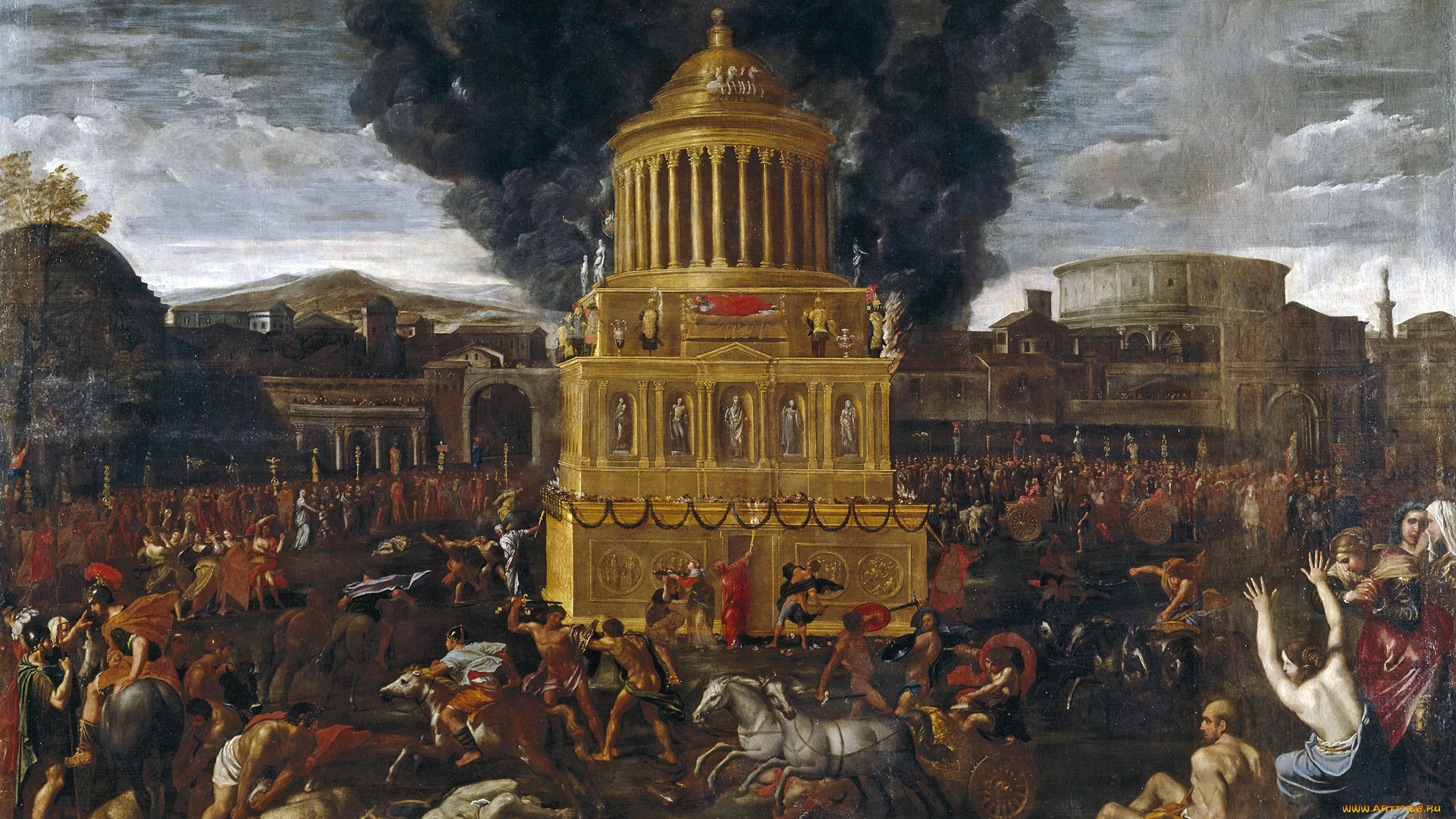 рисованное, живопись, картина, похороны, римского, императора, доменикино, история, мифология, жанровая