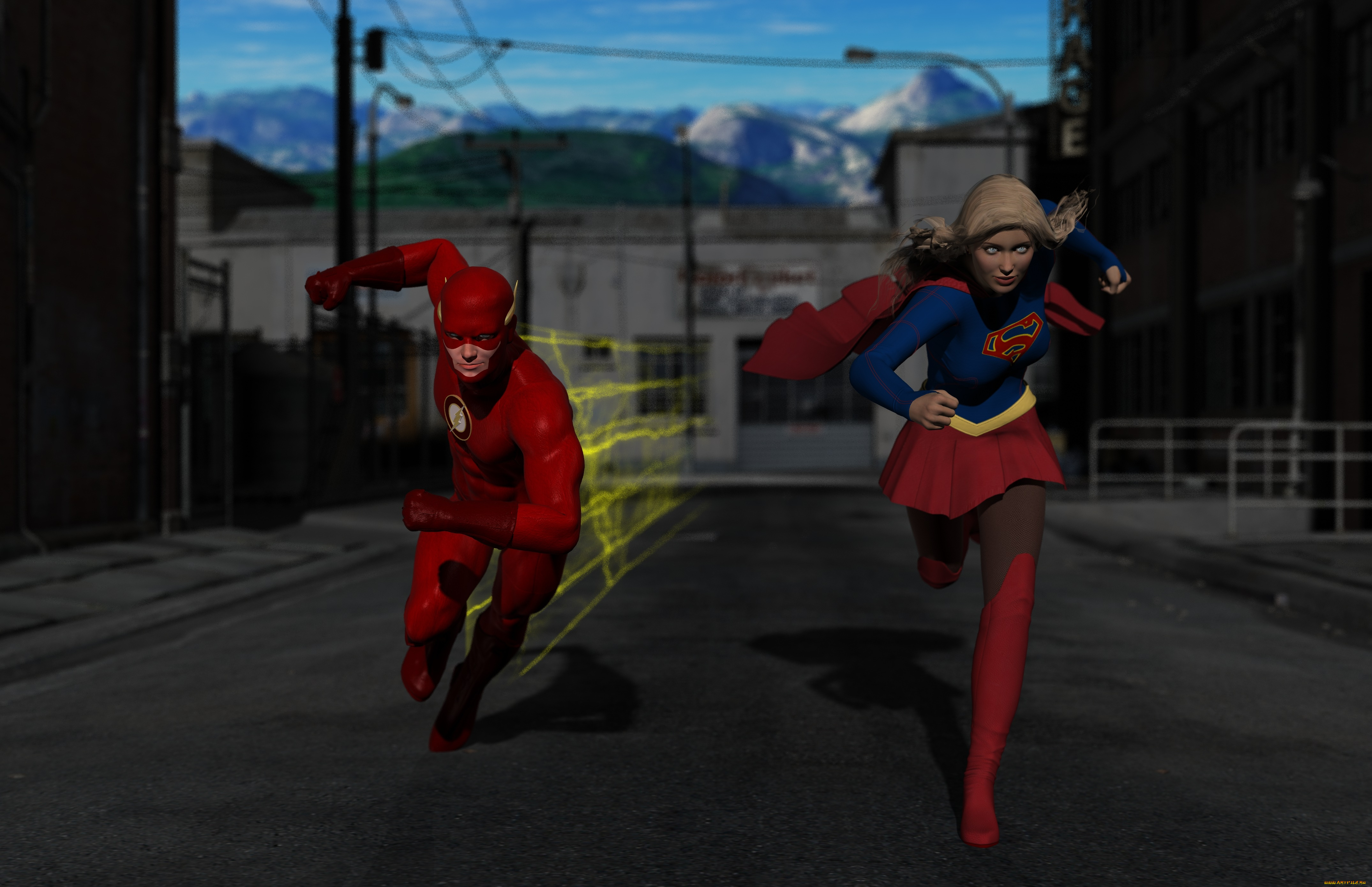 3д, графика, фантазия, , fantasy, девушка, взгляд, фон, супермен