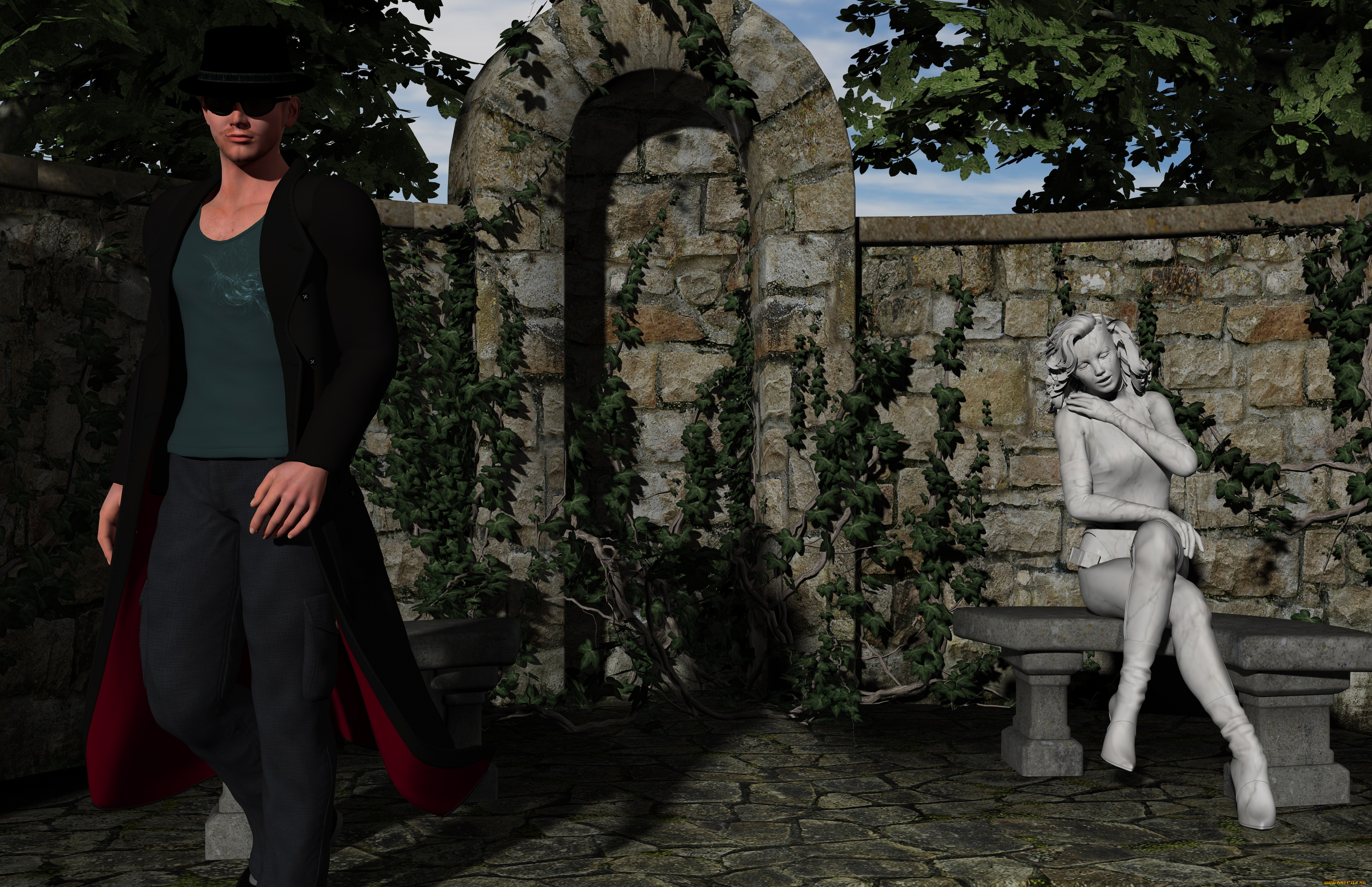 3д, графика, фантазия, , fantasy, парень, взгляд, фон