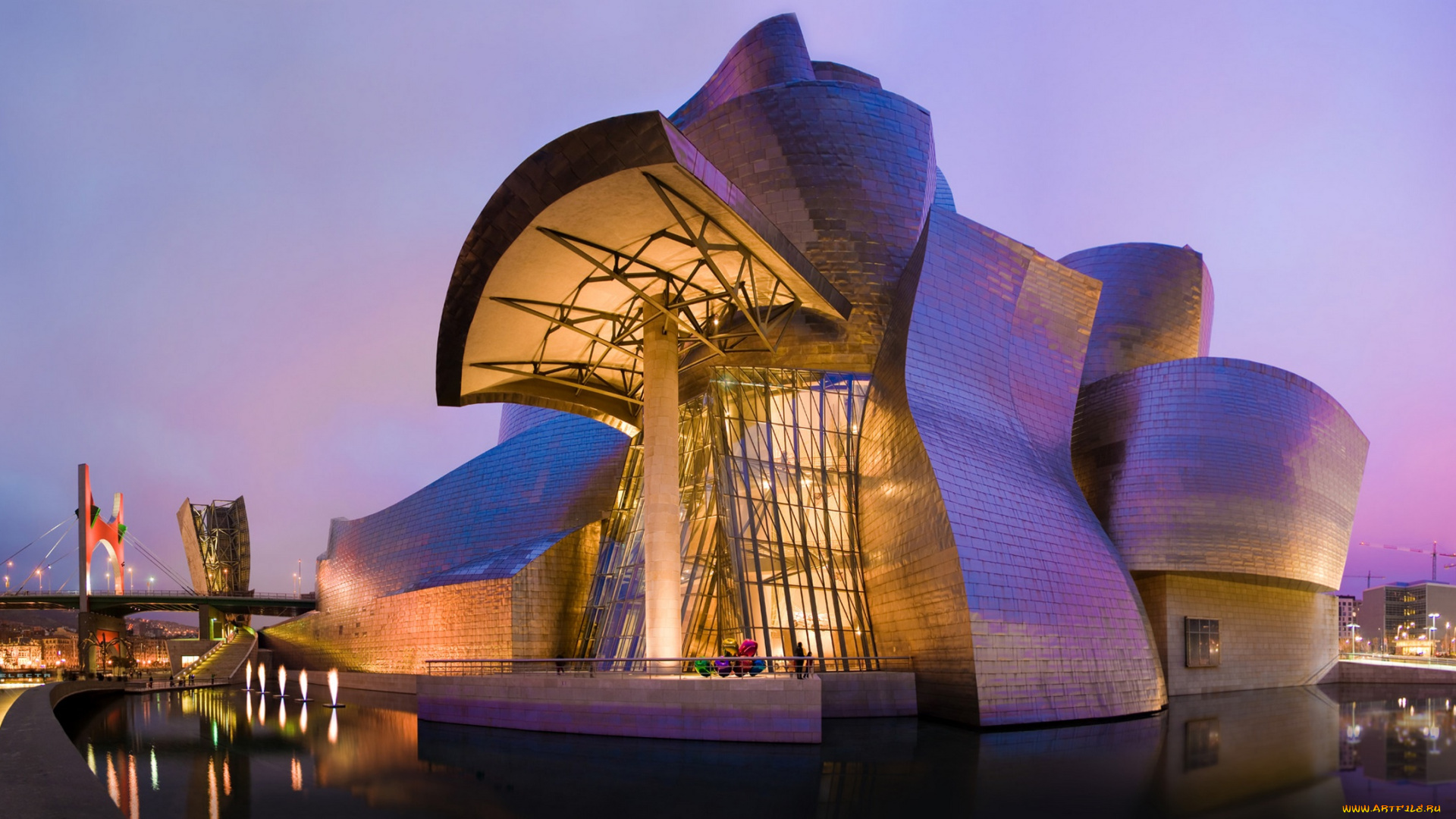 города, -, здания, , дома, испания, музей, гуггенхейма, в, бильбао