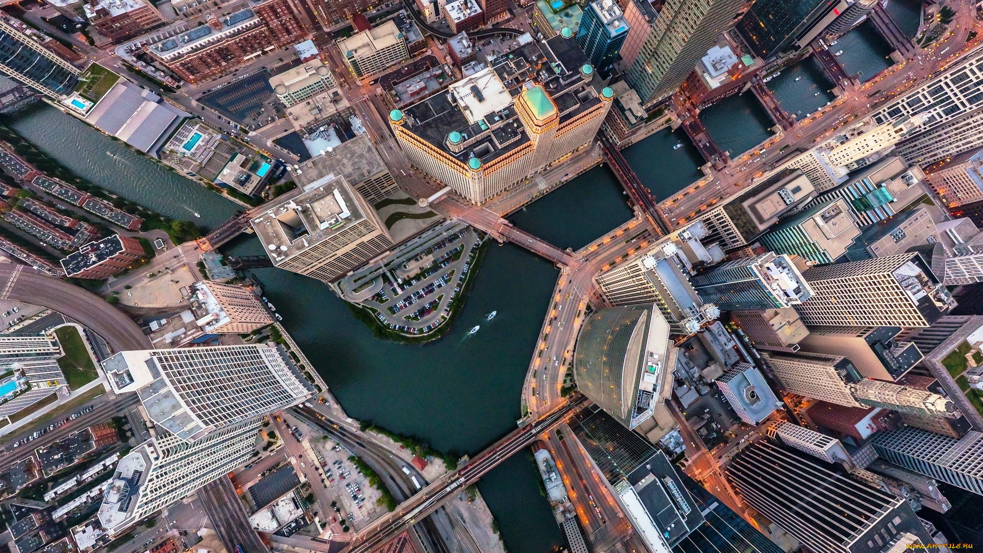 города, Чикаго, , сша, город, панорама, река, дома, здания, небоскребы