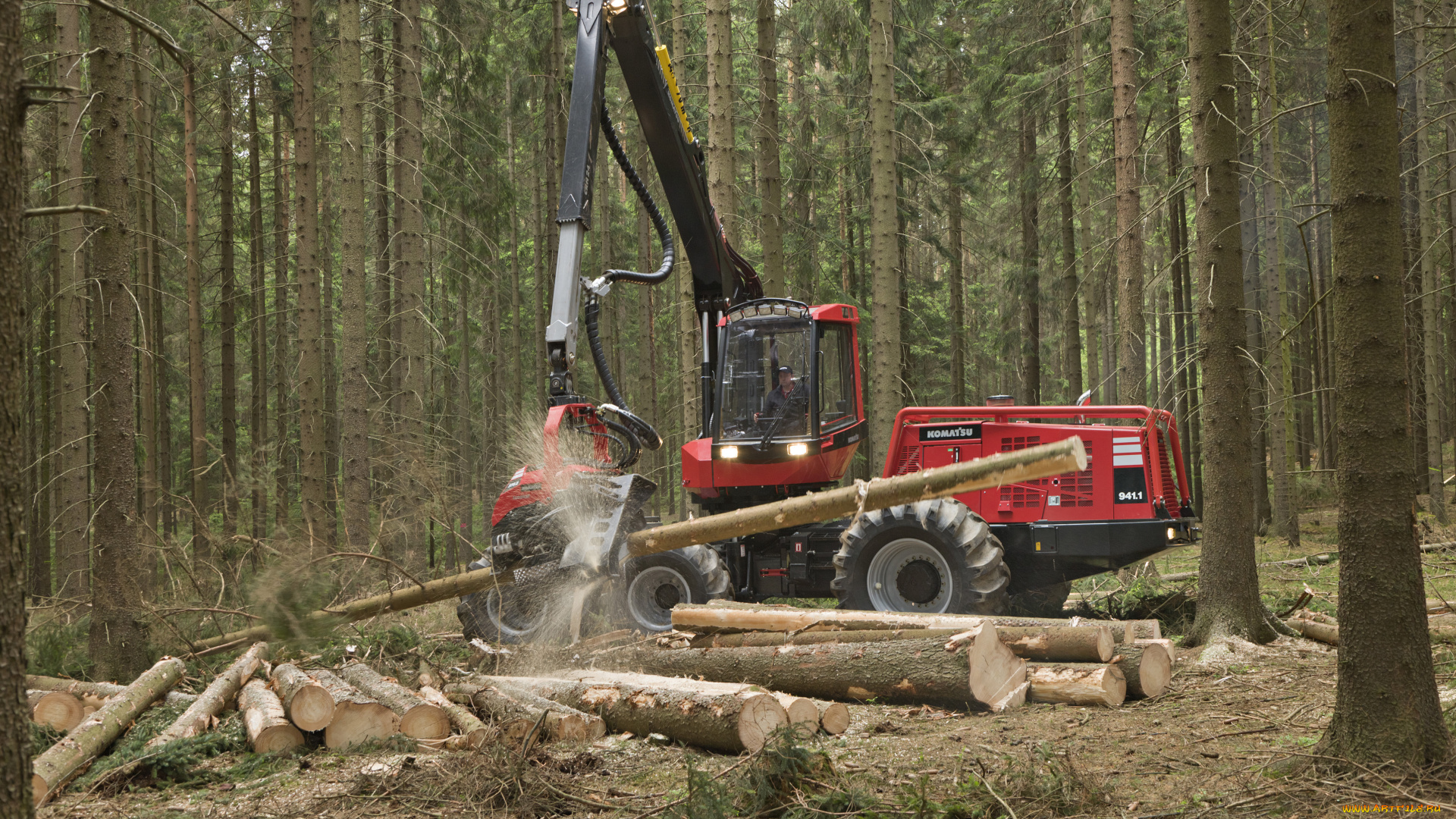 техника, лесоповалочная, техника, komatsu
