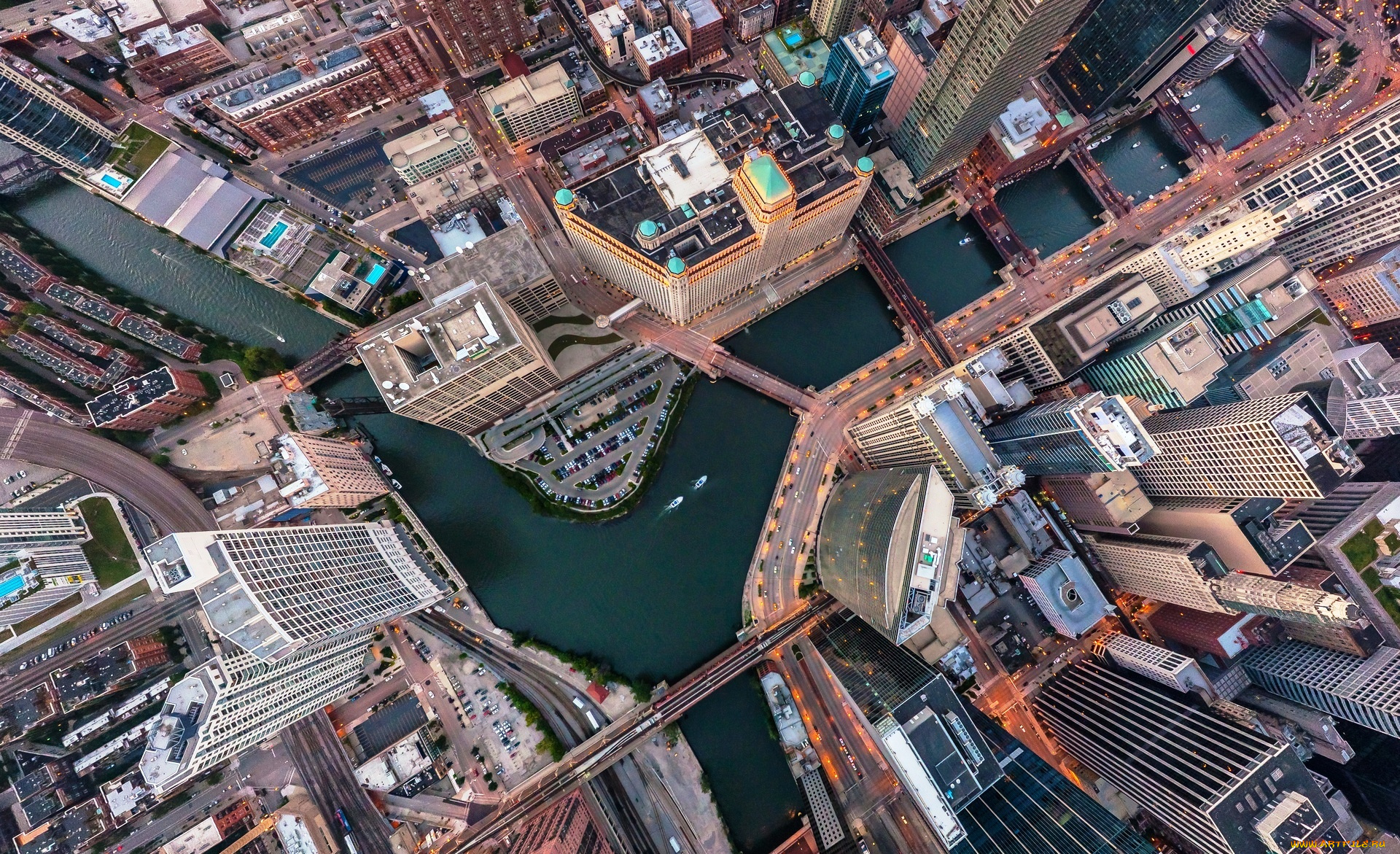 города, Чикаго, , сша, город, панорама, река, дома, здания, небоскребы