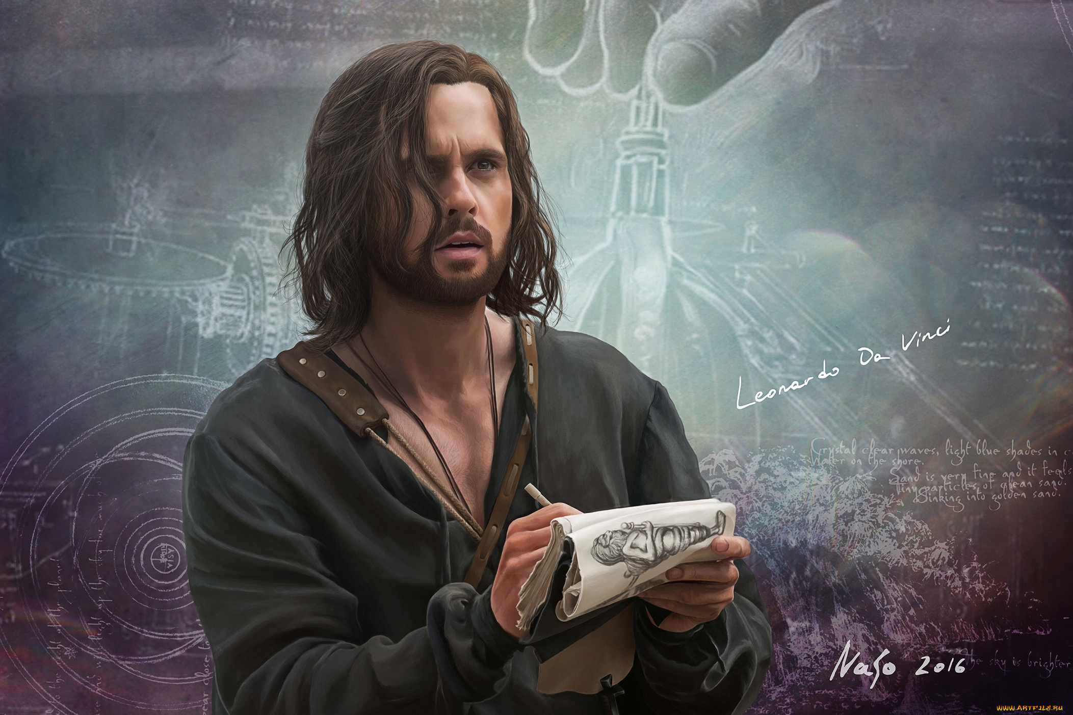 рисованное, кино, гений, изобретатель, блокнот, рисунок, художник, леонардо, да, винчи