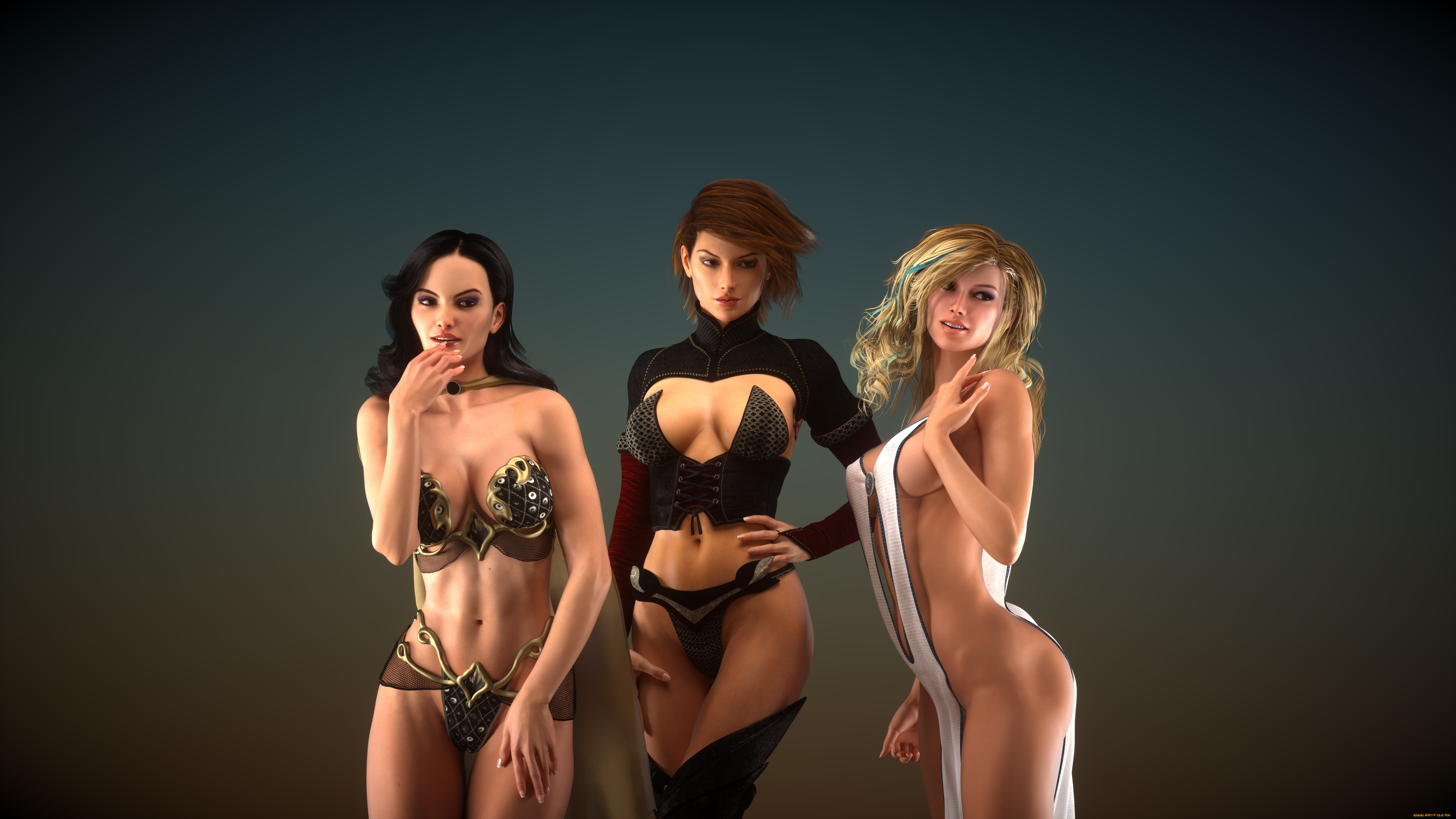 3д, графика, фантазия, , fantasy, взгляд, фон, униформа, девушки