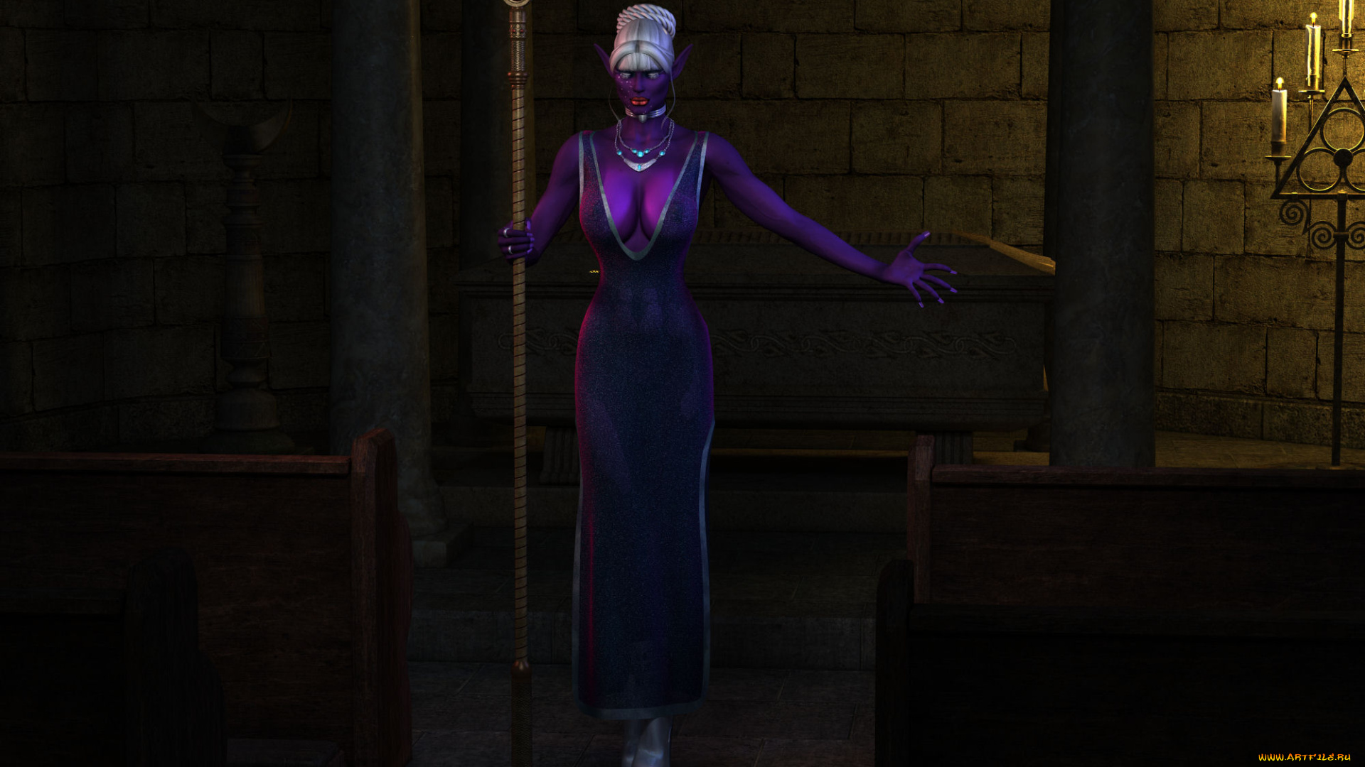 3д, графика, эльфы, , elves, фон, эльфийка, взгляд