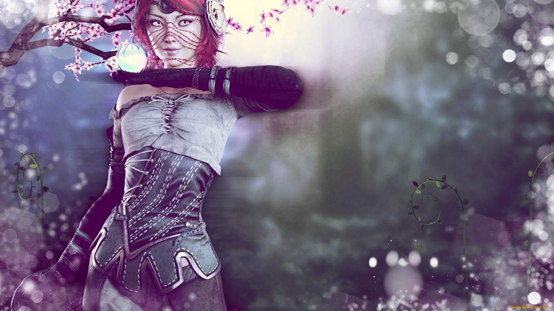 3д, графика, фантазия, , fantasy, девушка, фон, взгляд, униформа