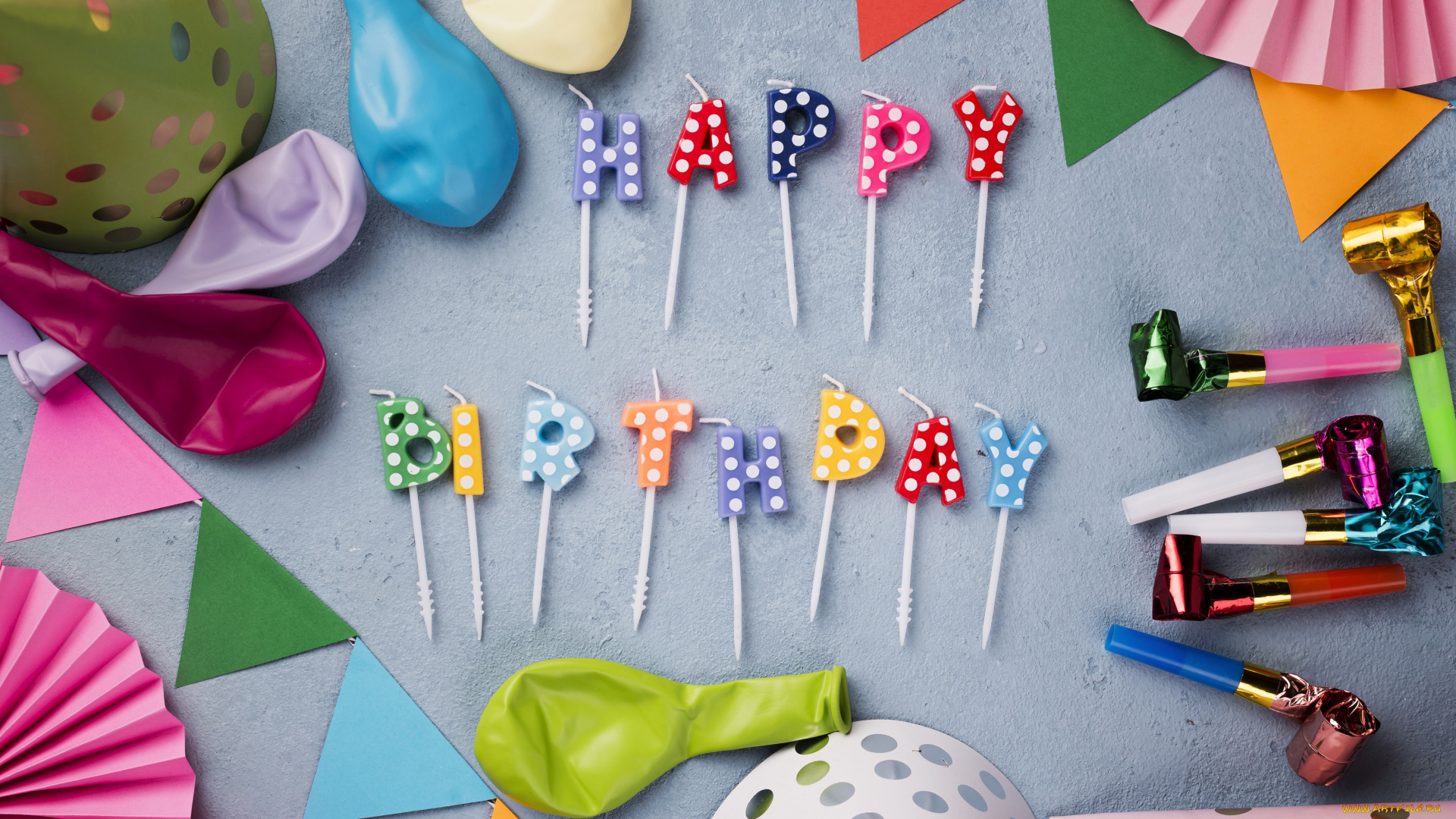 праздничные, день, рождения, праздник, день, рождение, шары, свечи