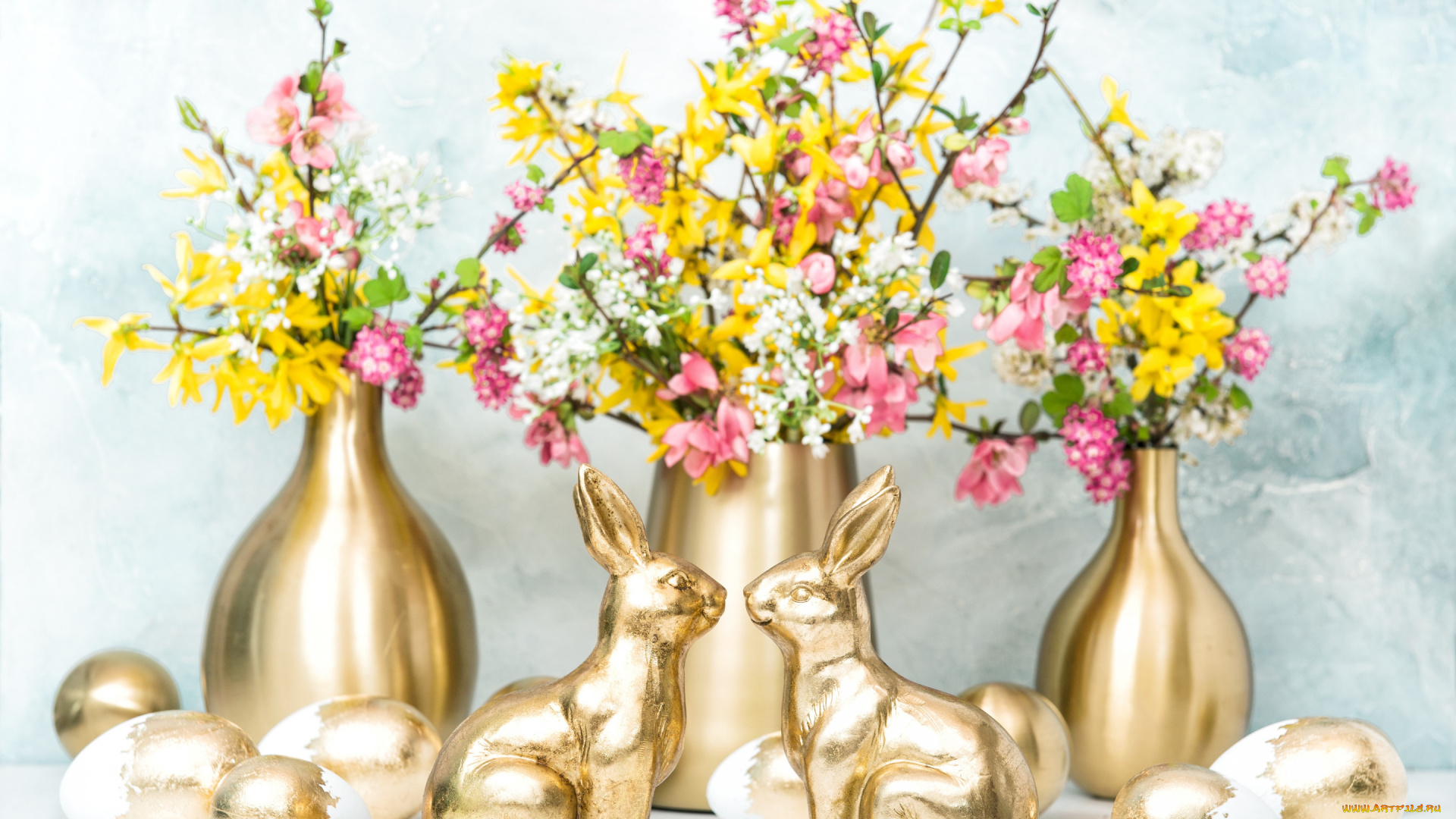 праздничные, пасха, цветы, композиция, пасхальный, зайчик