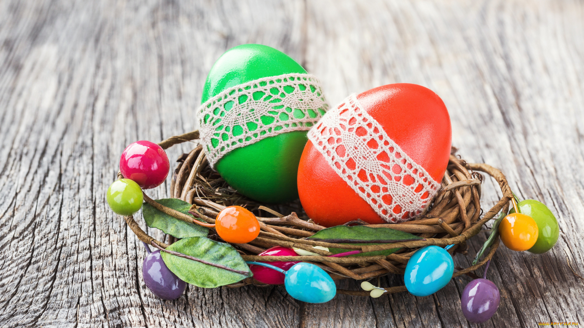 праздничные, пасха, яйца, colorful, happy, wood, easter, eggs, decoration