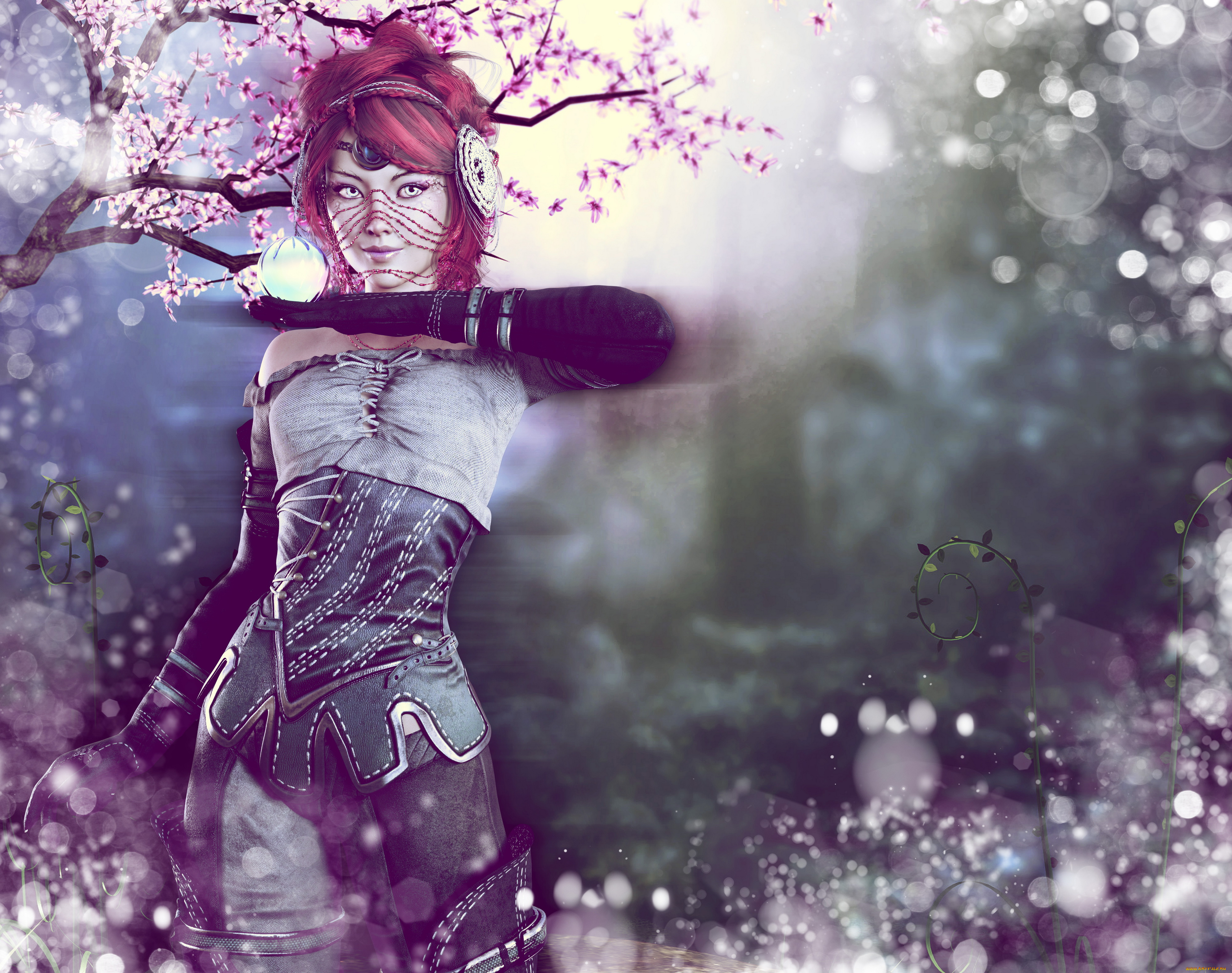 3д, графика, фантазия, , fantasy, девушка, фон, взгляд, униформа