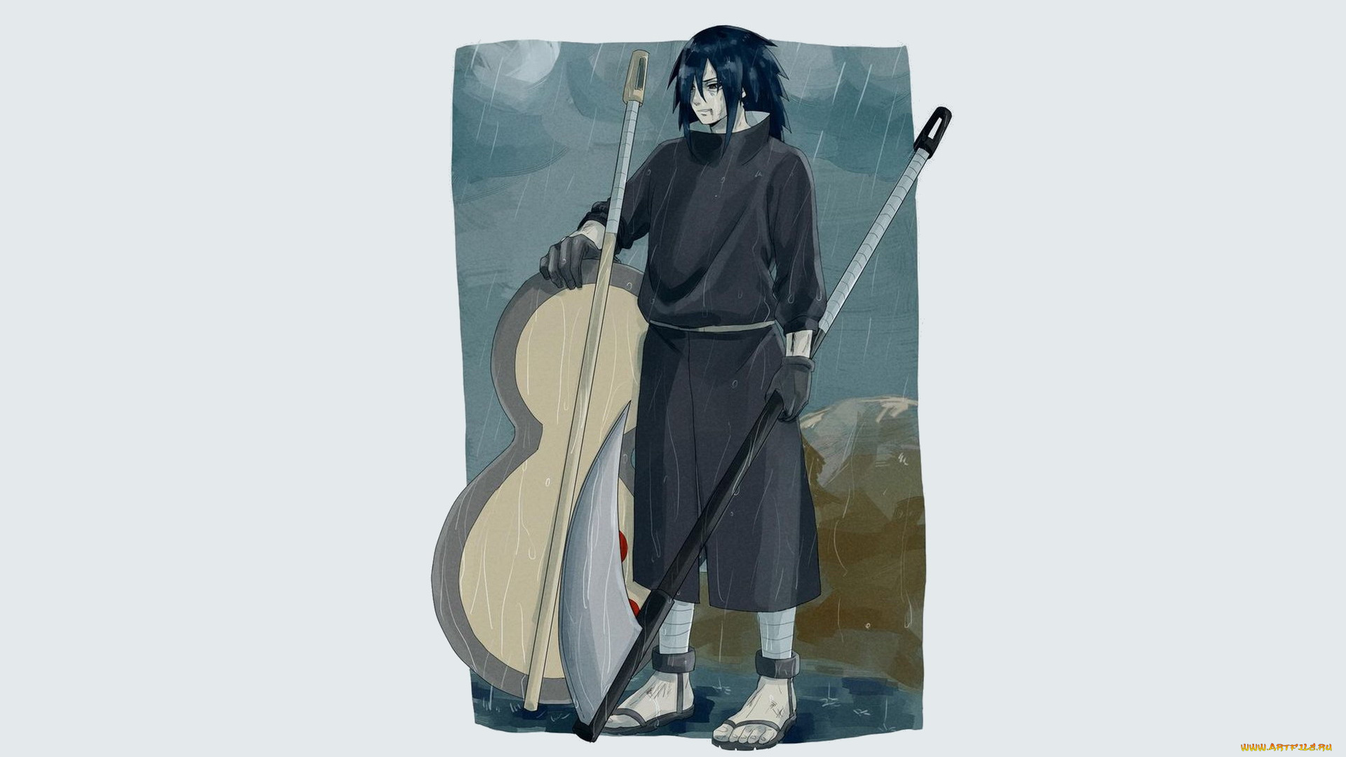 аниме, naruto, учиха, мадара, дождь, оружие