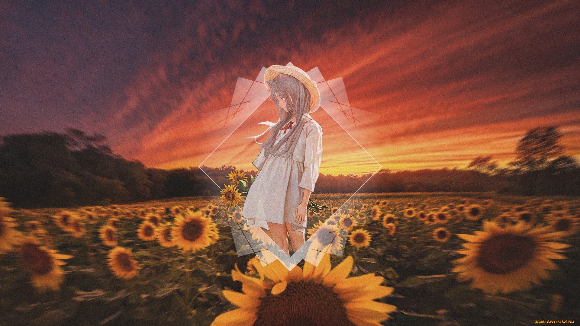 аниме, пейзажи, , природа, девушка